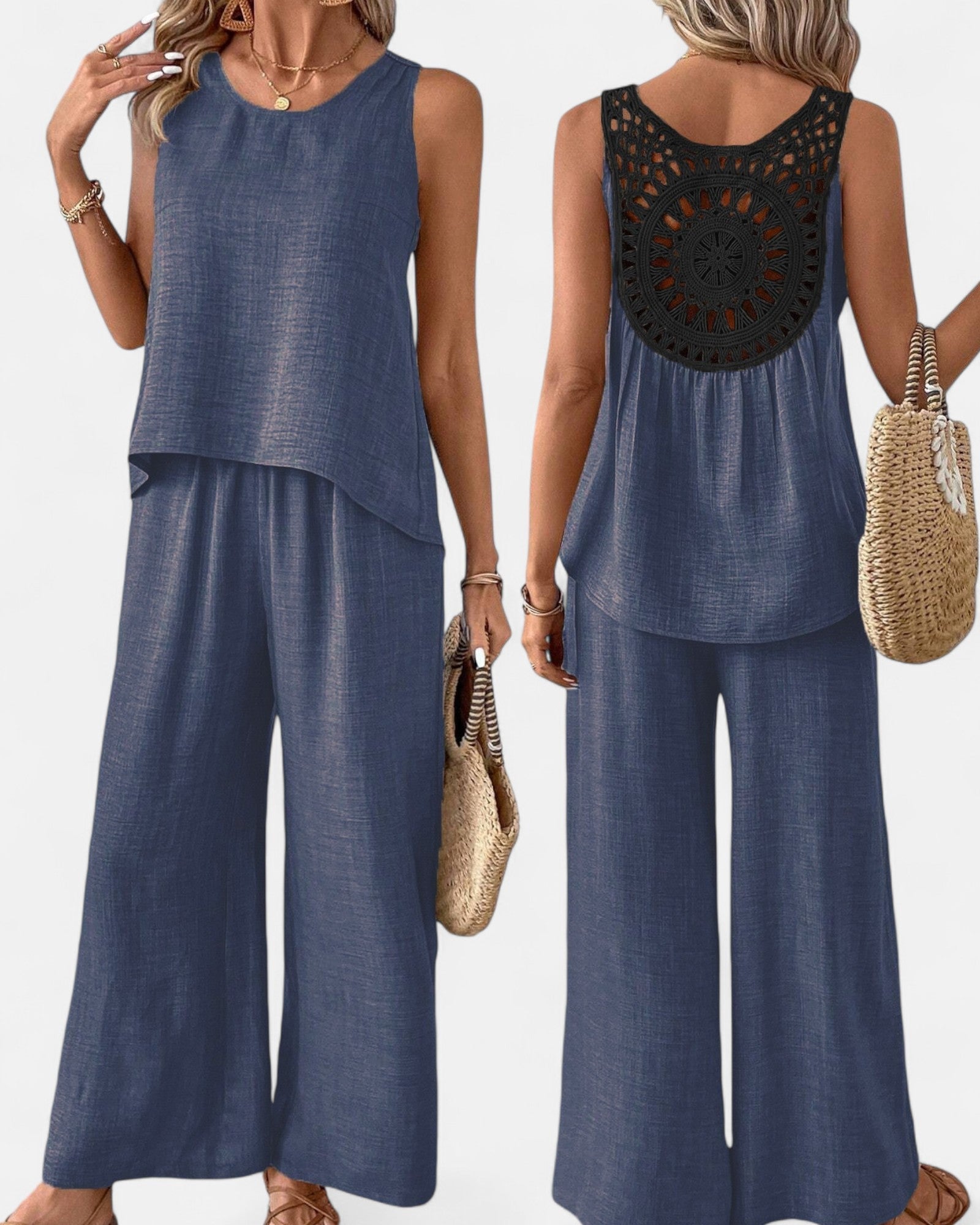 Alondra – Light Grey Sleeveless Boho Set - Outfit Sets - Boho Style