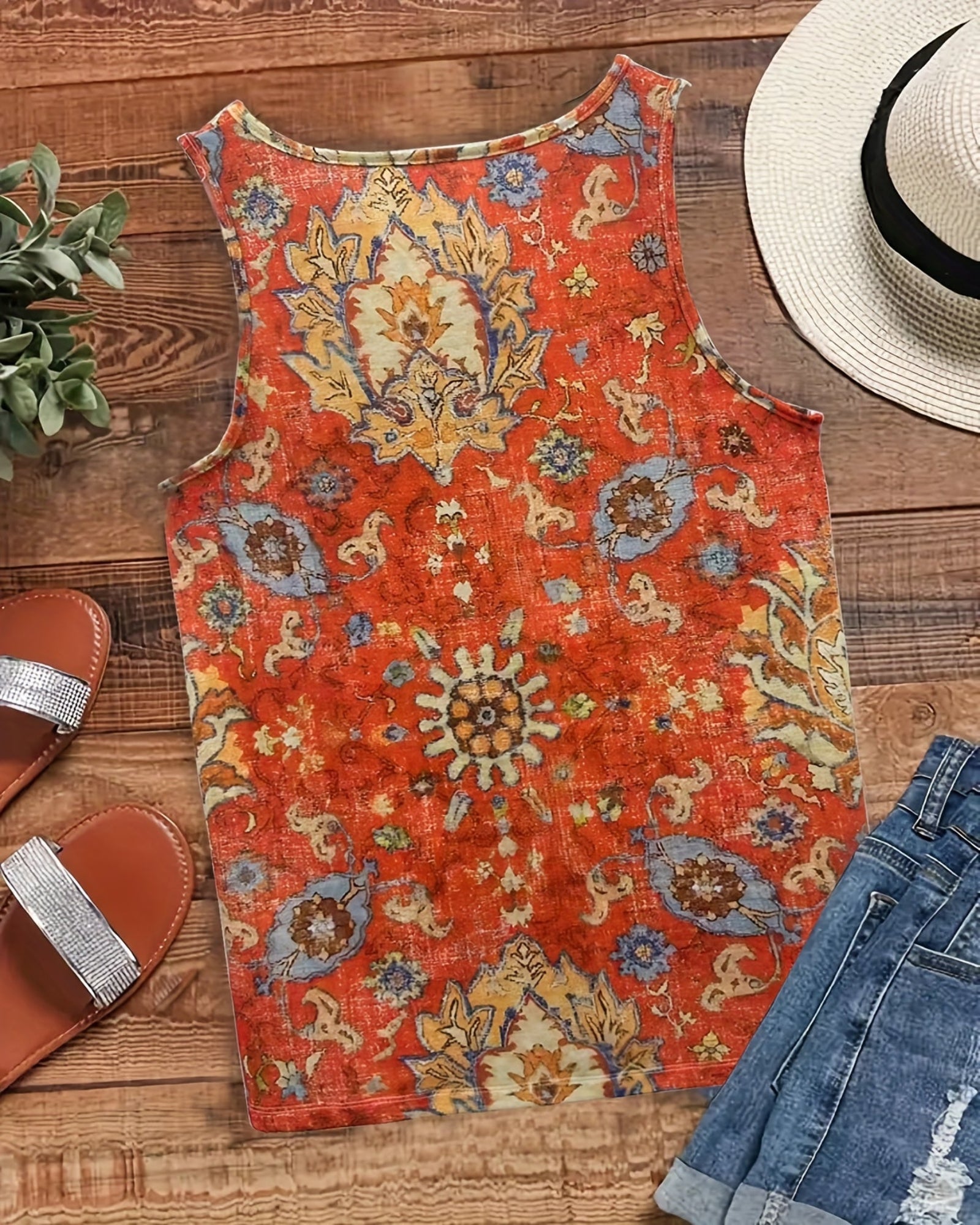 Amelia – Bohemian Ethnic Print Sleeveless Summer Top - Top - Boho Style