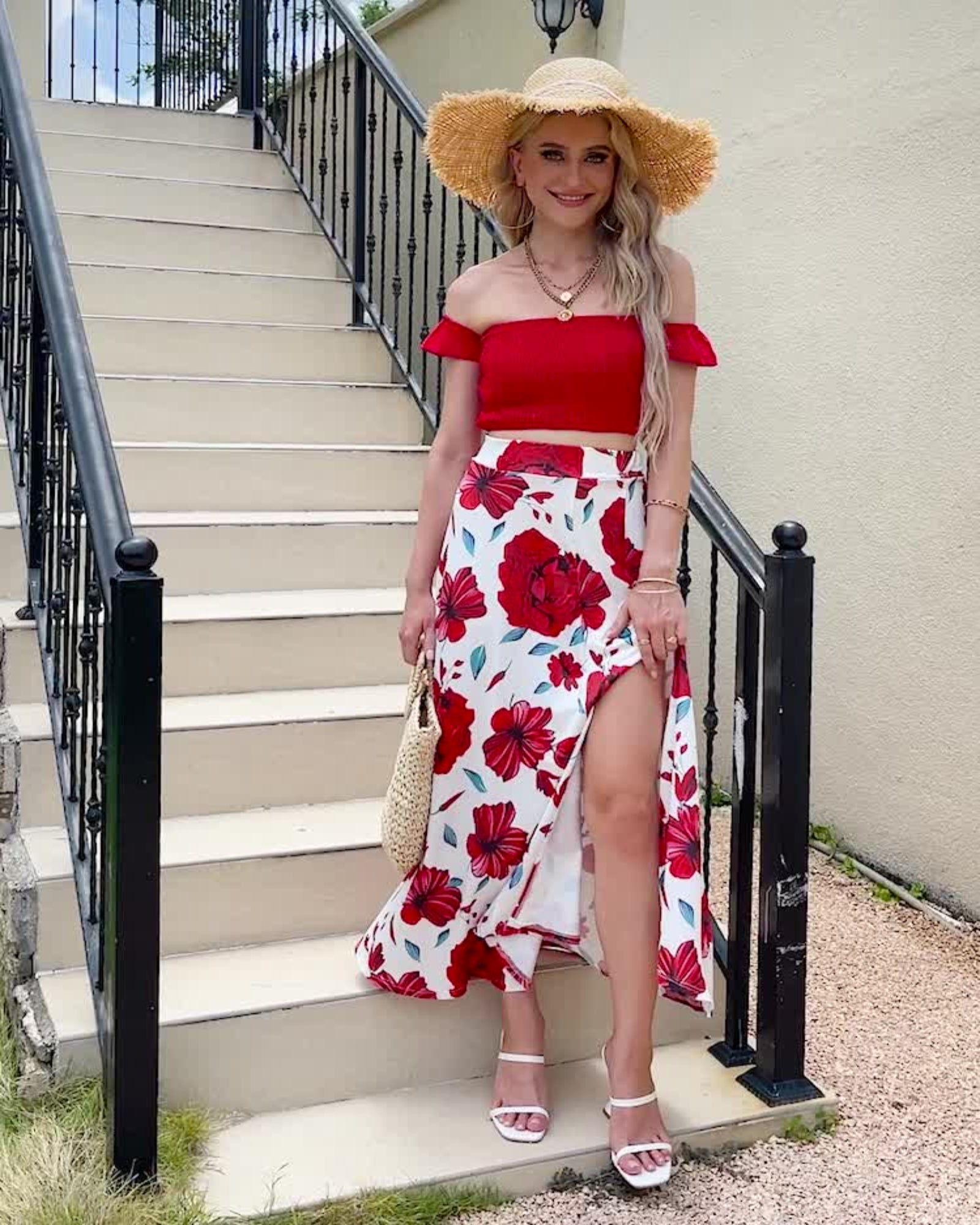 Amelia – Bohemian Floral Tube Top & Midi Skirt Set - Dress - Boho Style