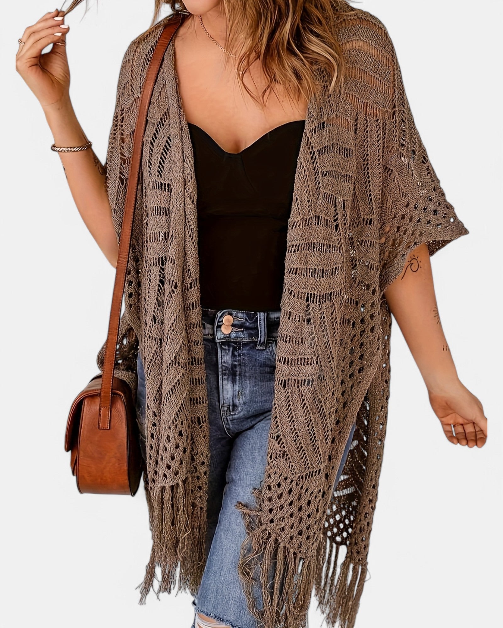 Amelia – Boho Geometric Tassel Cardigan - Cardigan - Boho Style