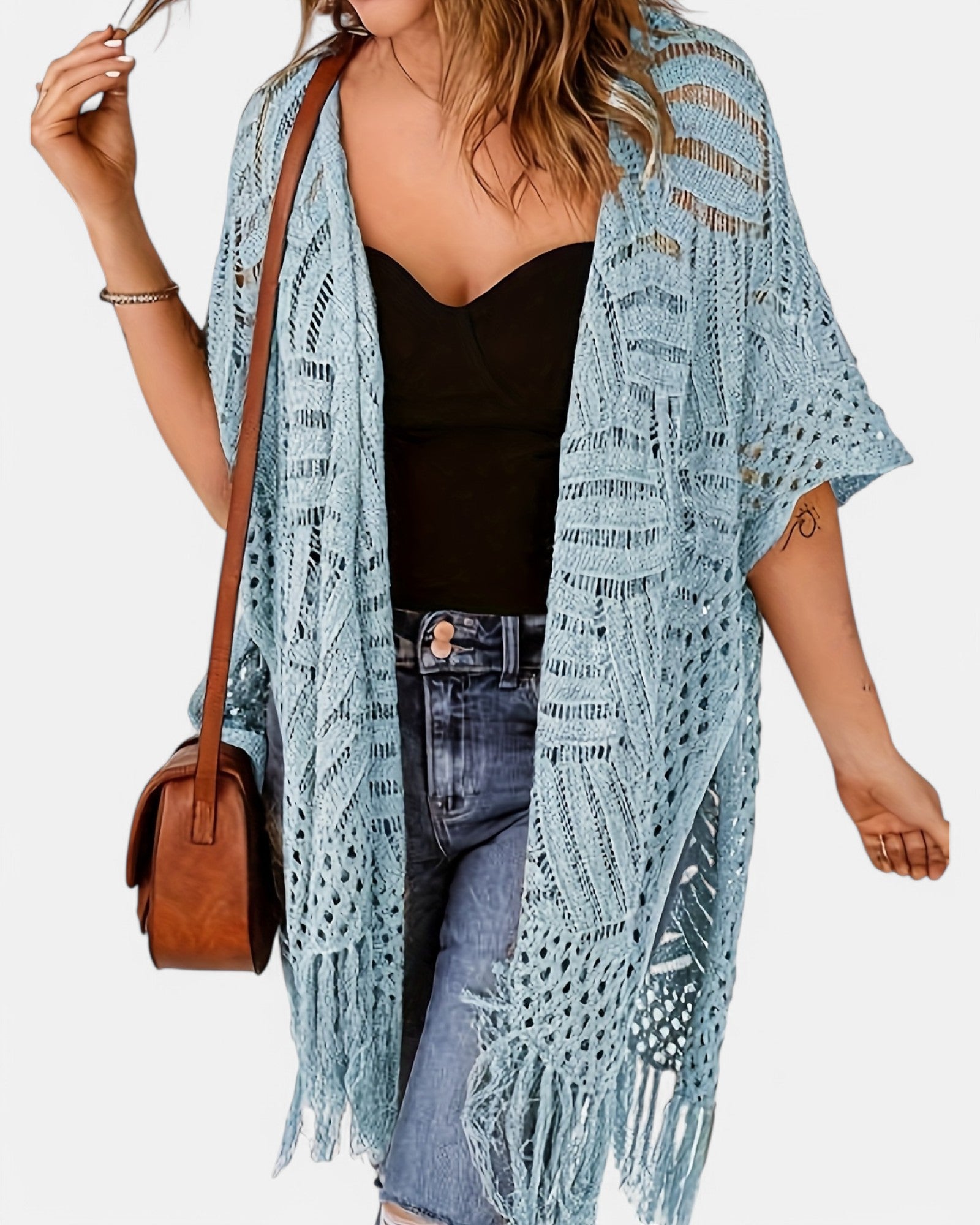 Amelia – Boho Geometric Tassel Cardigan - Cardigan - Boho Style