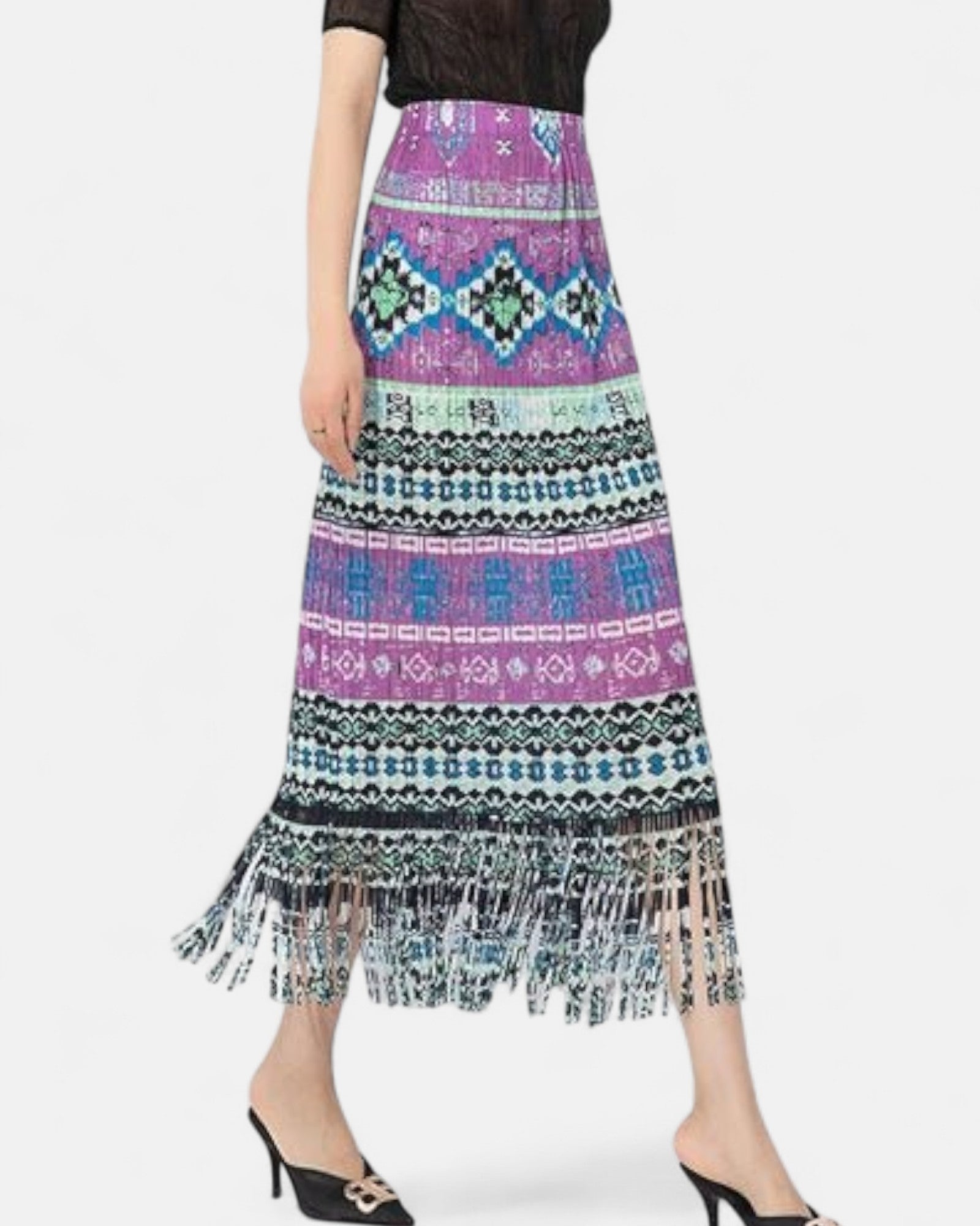 Amelia – Boho High Waist Maxi Skirt with Ruffled Hem - Skirt - Boho Style
