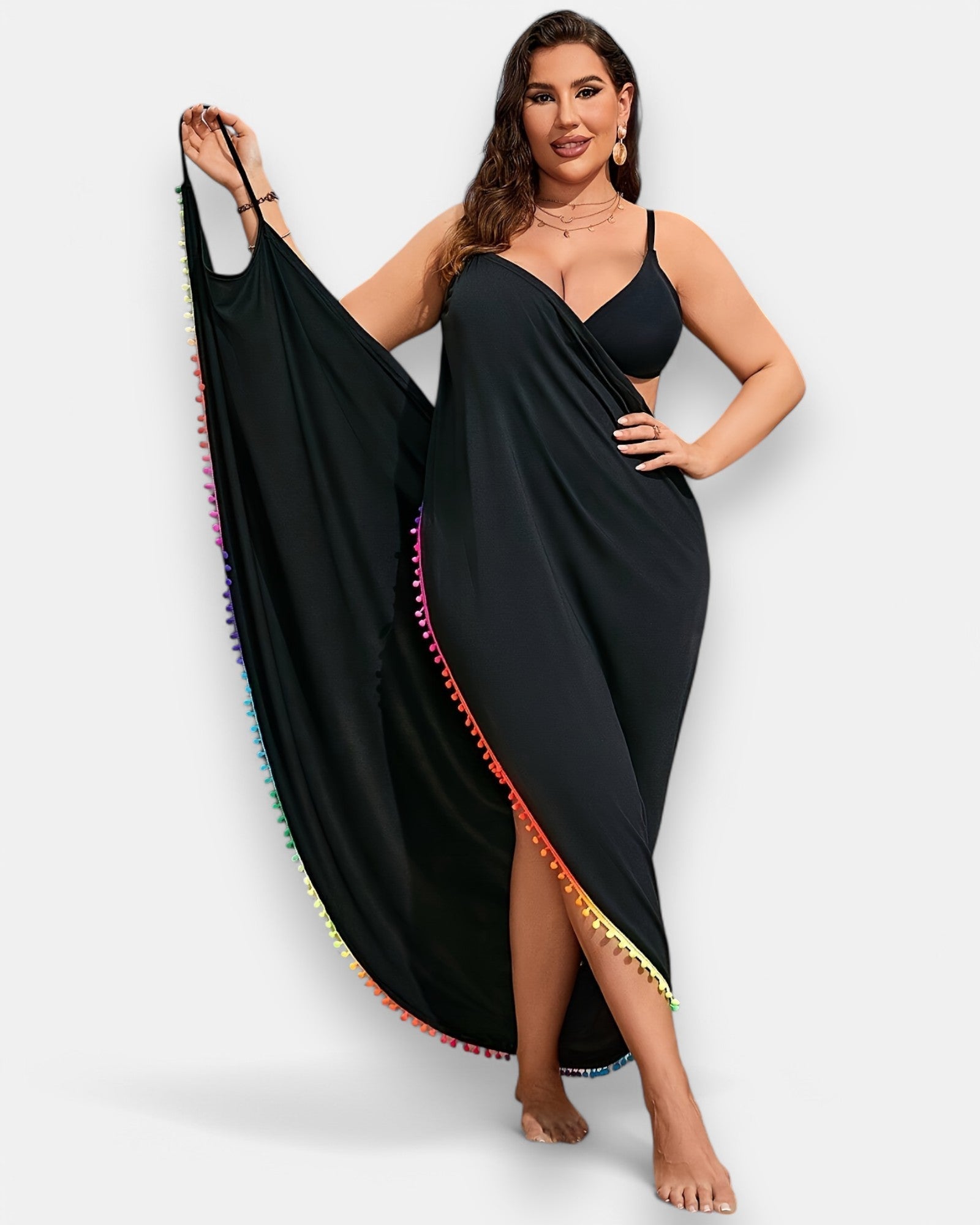 Amelia – Boho Kimono Beach Cover - Up - Boho Style - Black - S -