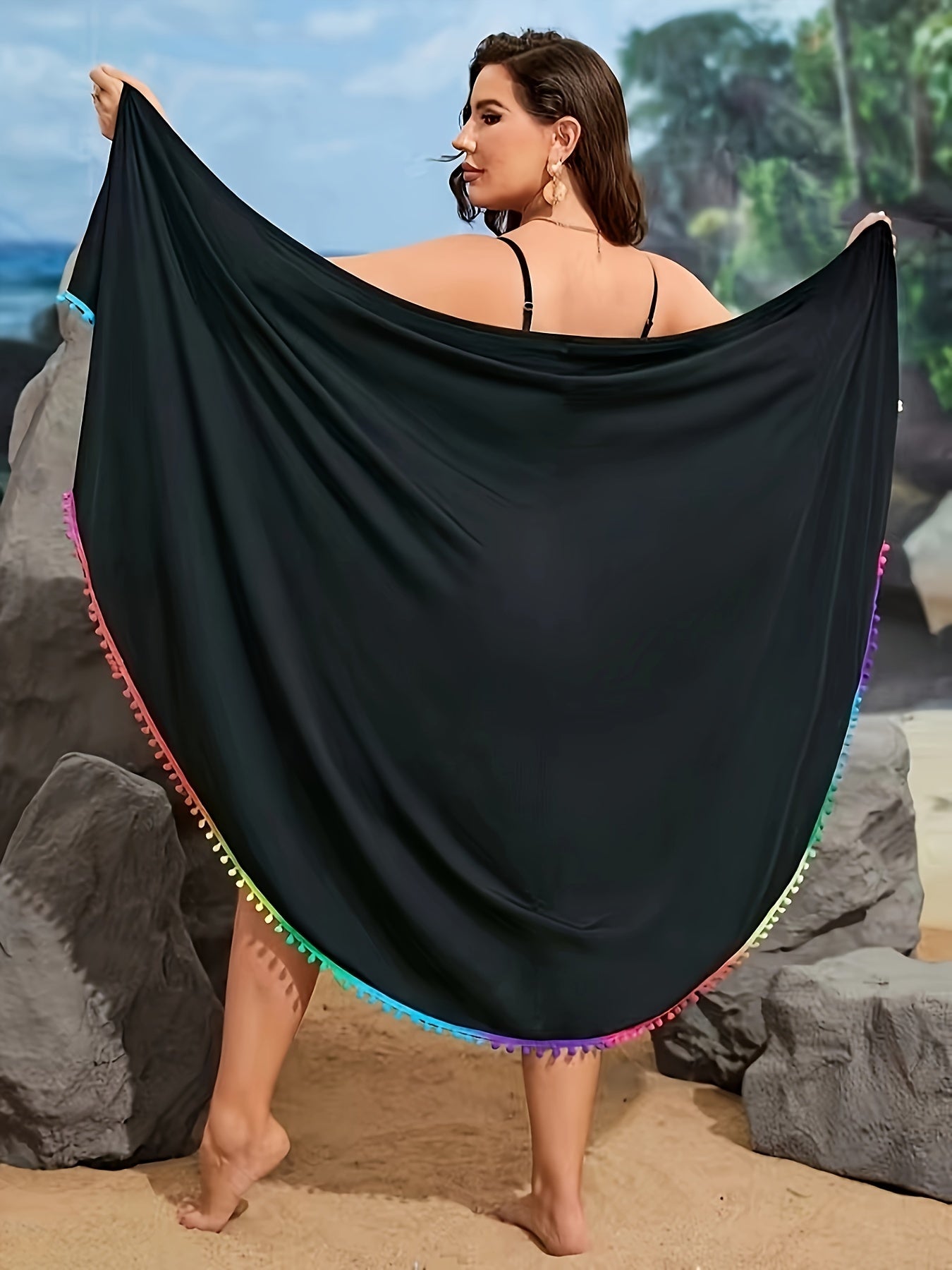 Amelia – Boho Kimono Beach Cover - Up - Boho Style - Black - S -