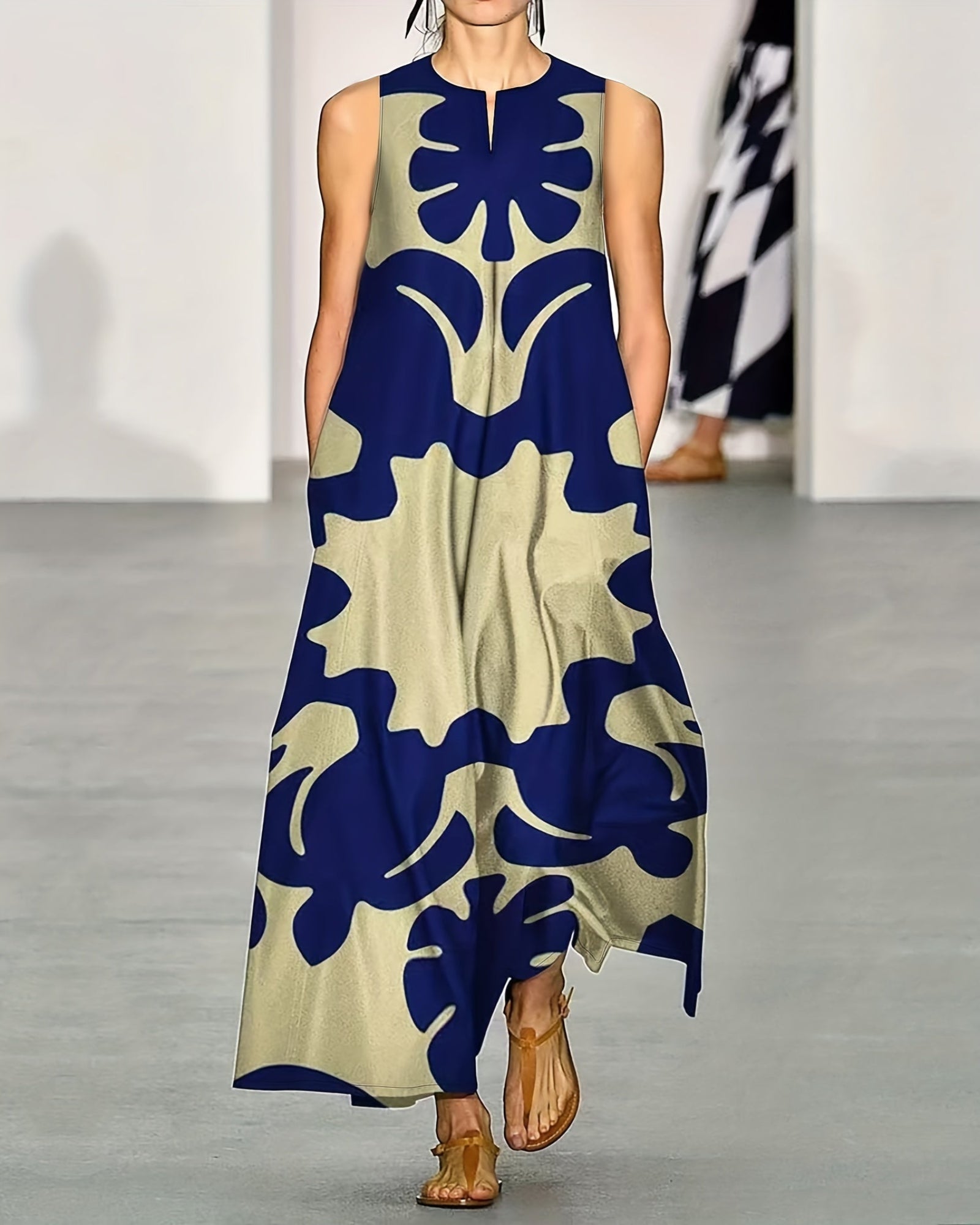 Amelia – Effortless Boho Floral Maxi Dress - Boho Style - Green & Blue - S -