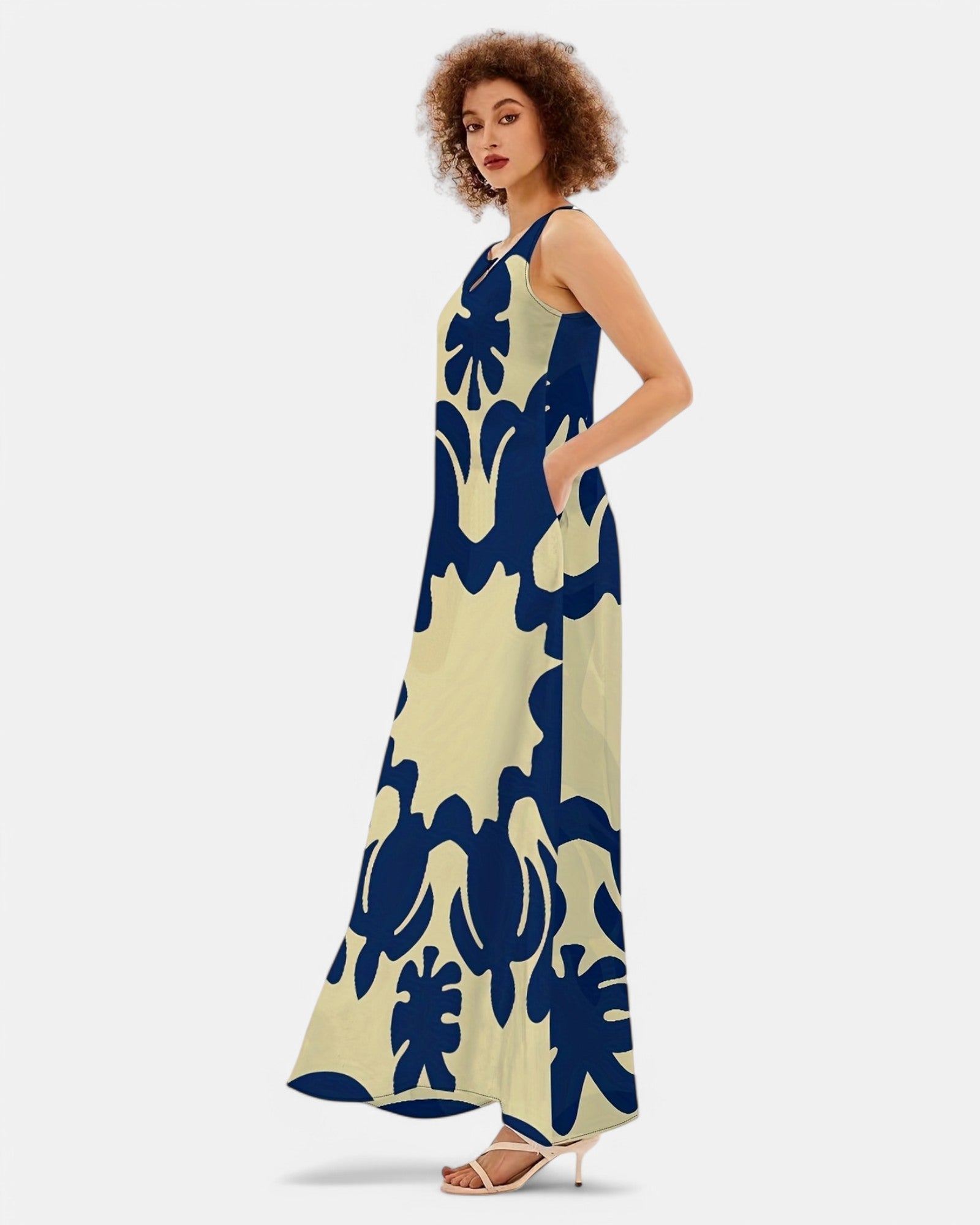 Amelia – Effortless Boho Floral Maxi Dress - Boho Style - Green & Blue - S -