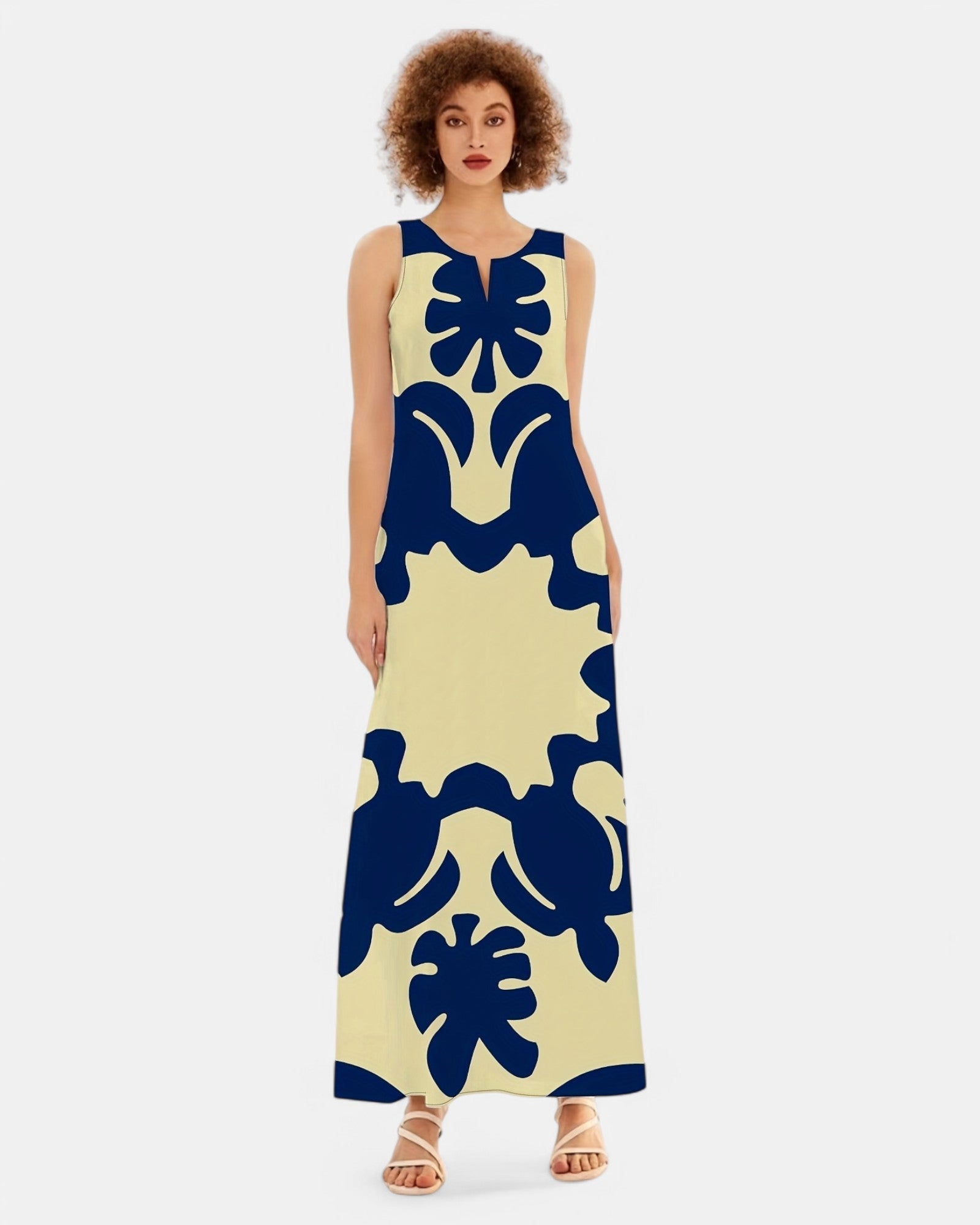 Amelia – Effortless Boho Floral Maxi Dress - Boho Style - Green & Blue - S -