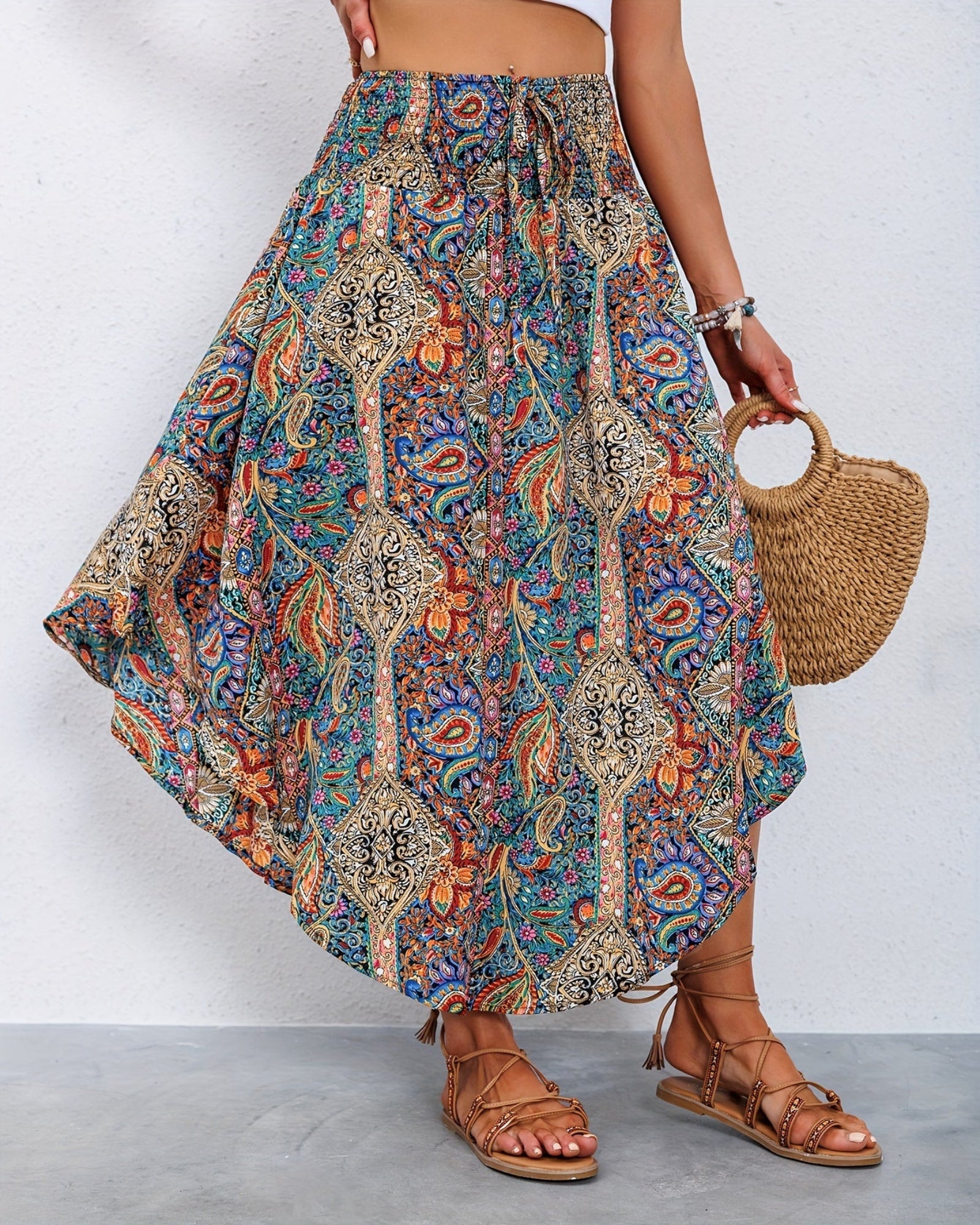 Amelia – Effortless High Waist Paisley Boho Skirt - Skirt - Boho Style