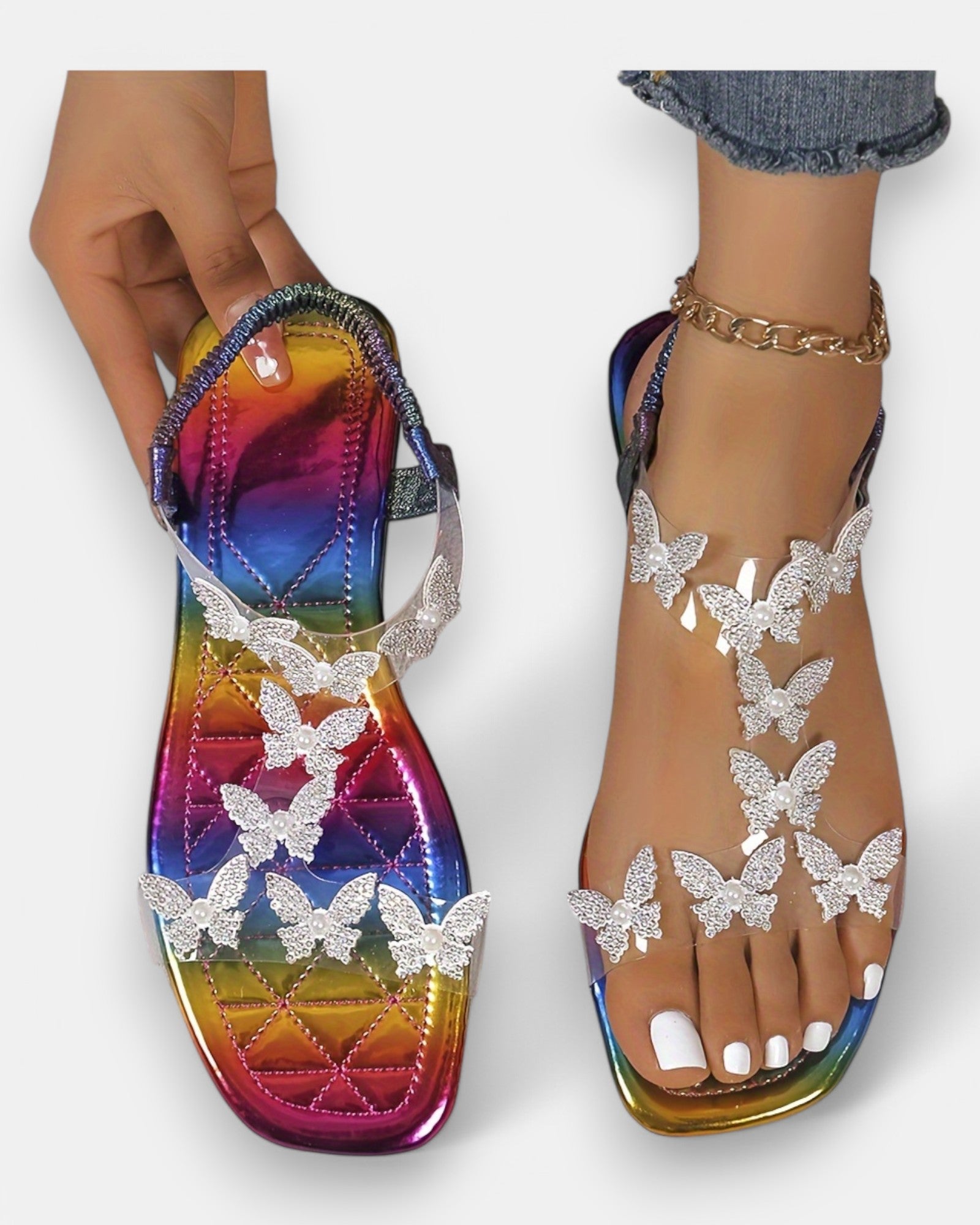Amelia – Sparkling Rhinestone Butterfly Sandals - sandals - Boho Style