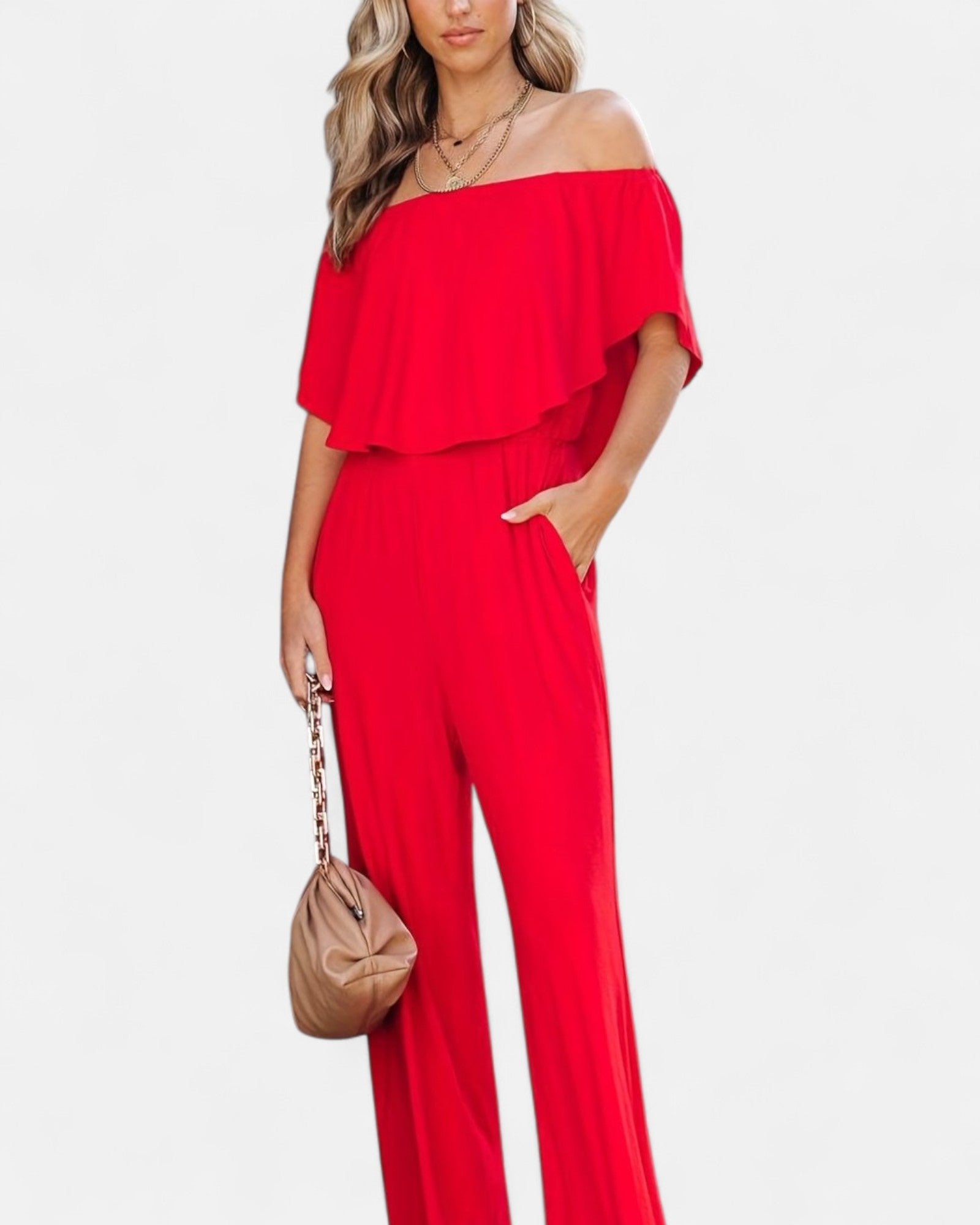 Amelina – Off - Shoulder Boho Wide Leg Jumpsuit - Jumpsuit - Boho Style