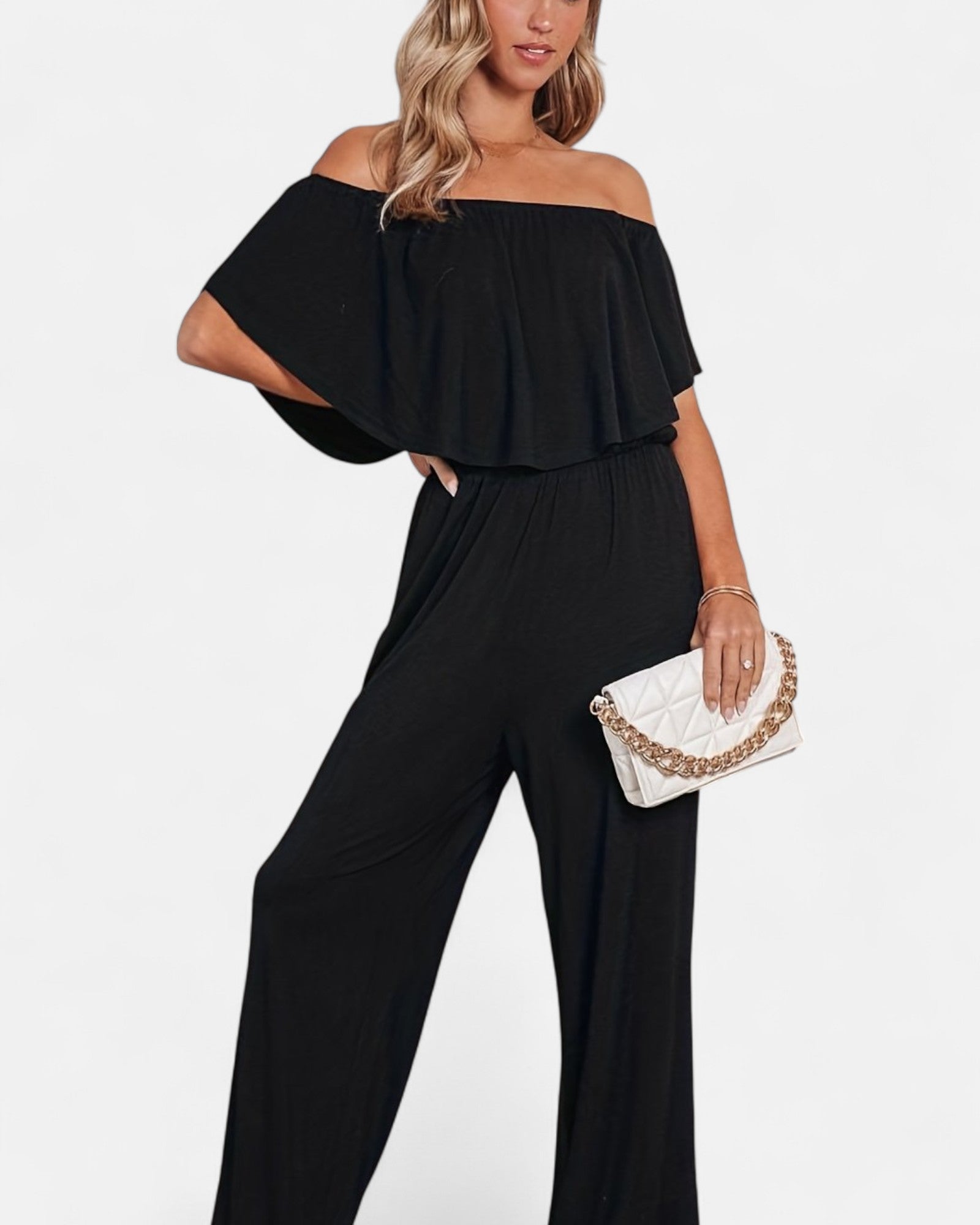 Amelina – Off - Shoulder Boho Wide Leg Jumpsuit - Jumpsuit - Boho Style