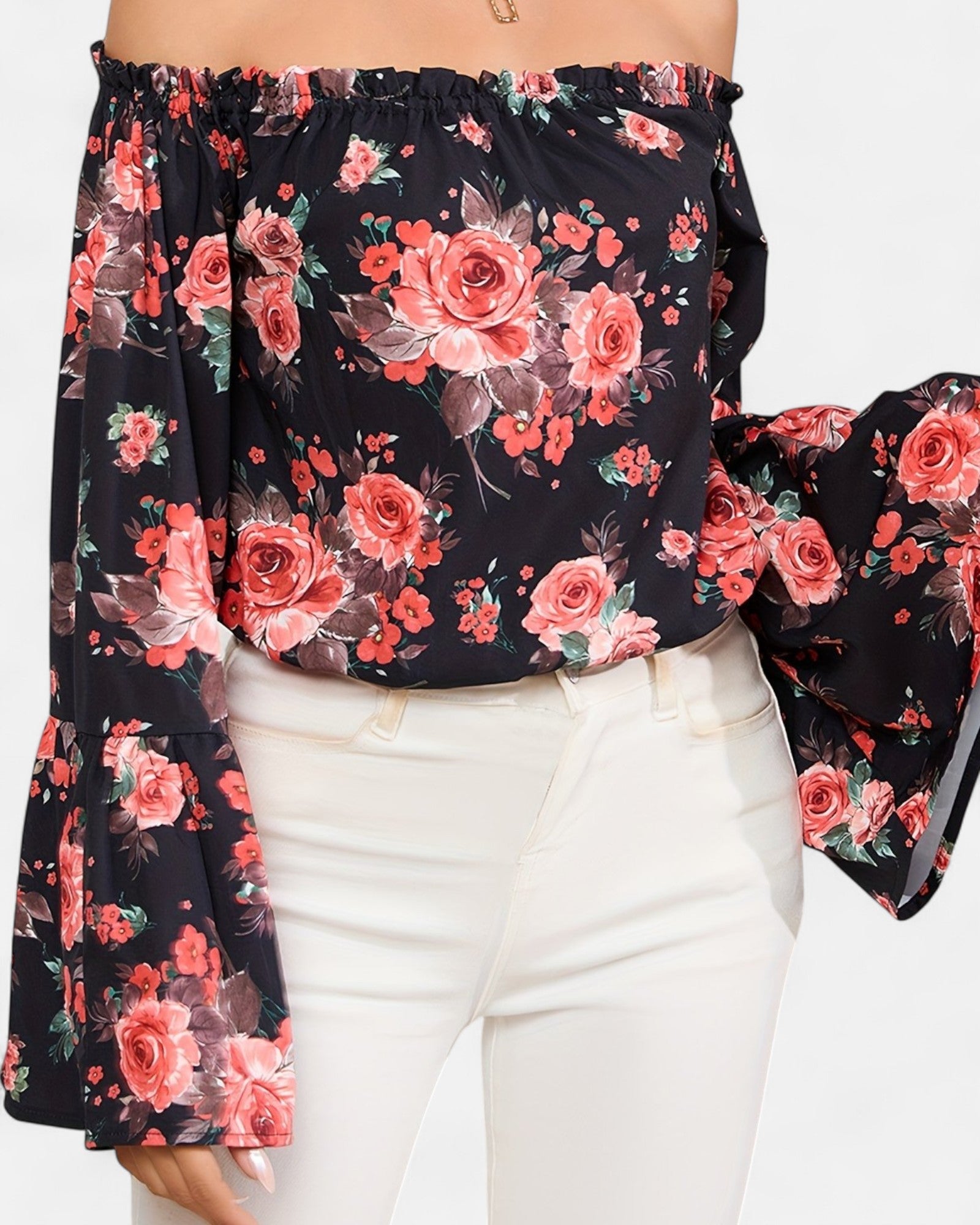 Anaya – Boho Floral Off - Shoulder Top with Flutter Sleeves - Off - Shoulder Top - Boho Style