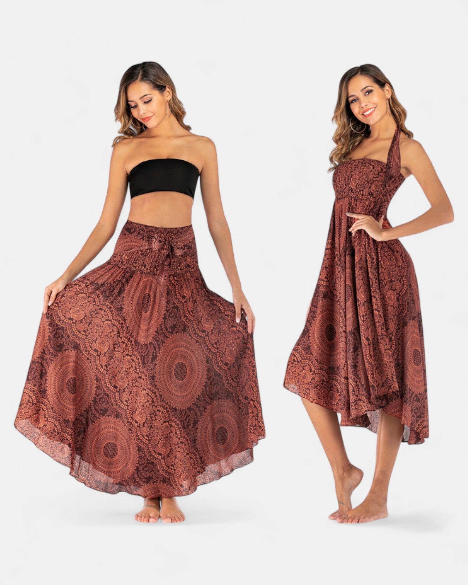 Aviana – Reversible Boho Midi Skirt - Skirts - Boho Style
