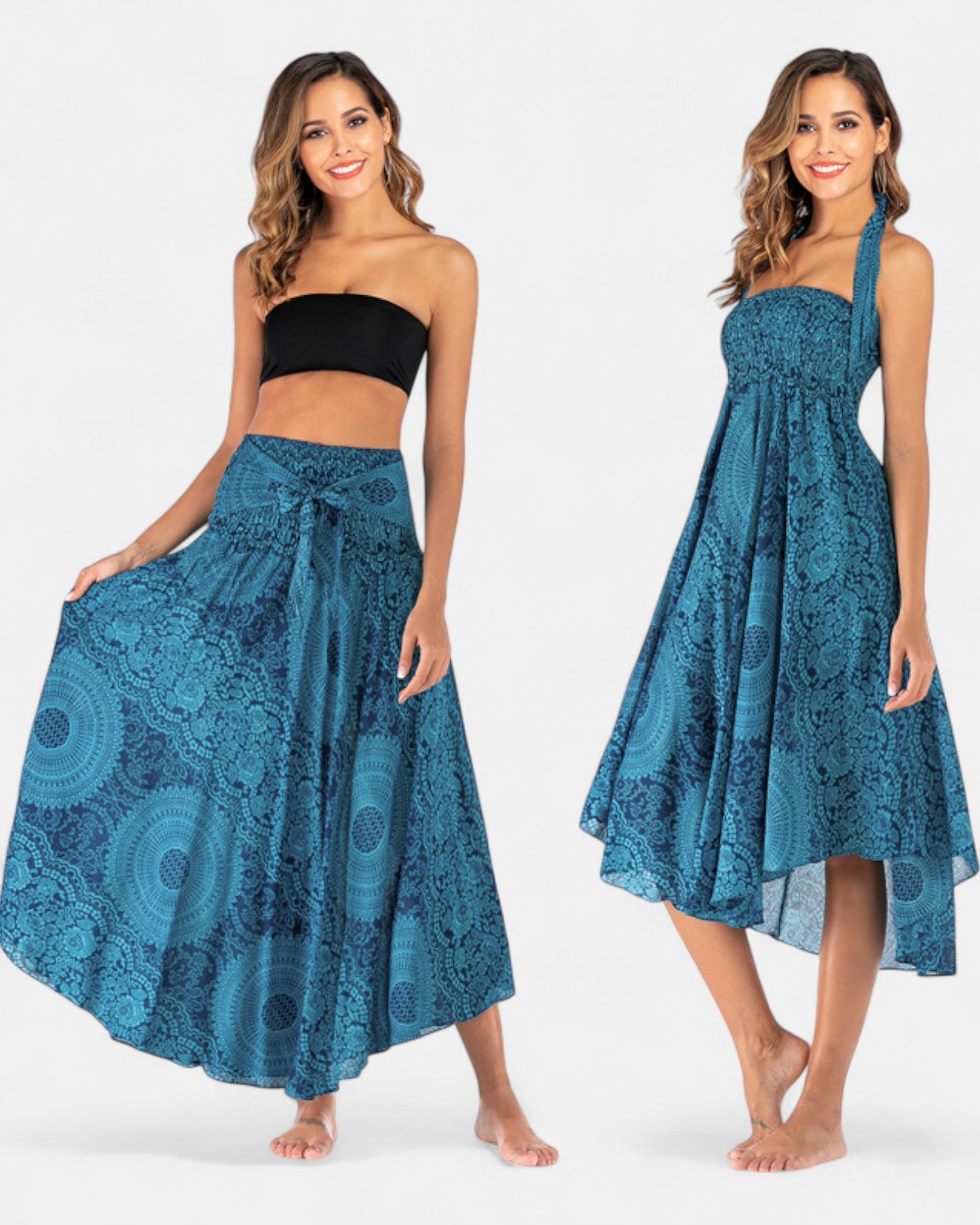 Aviana – Reversible Boho Midi Skirt - Skirts - Boho Style