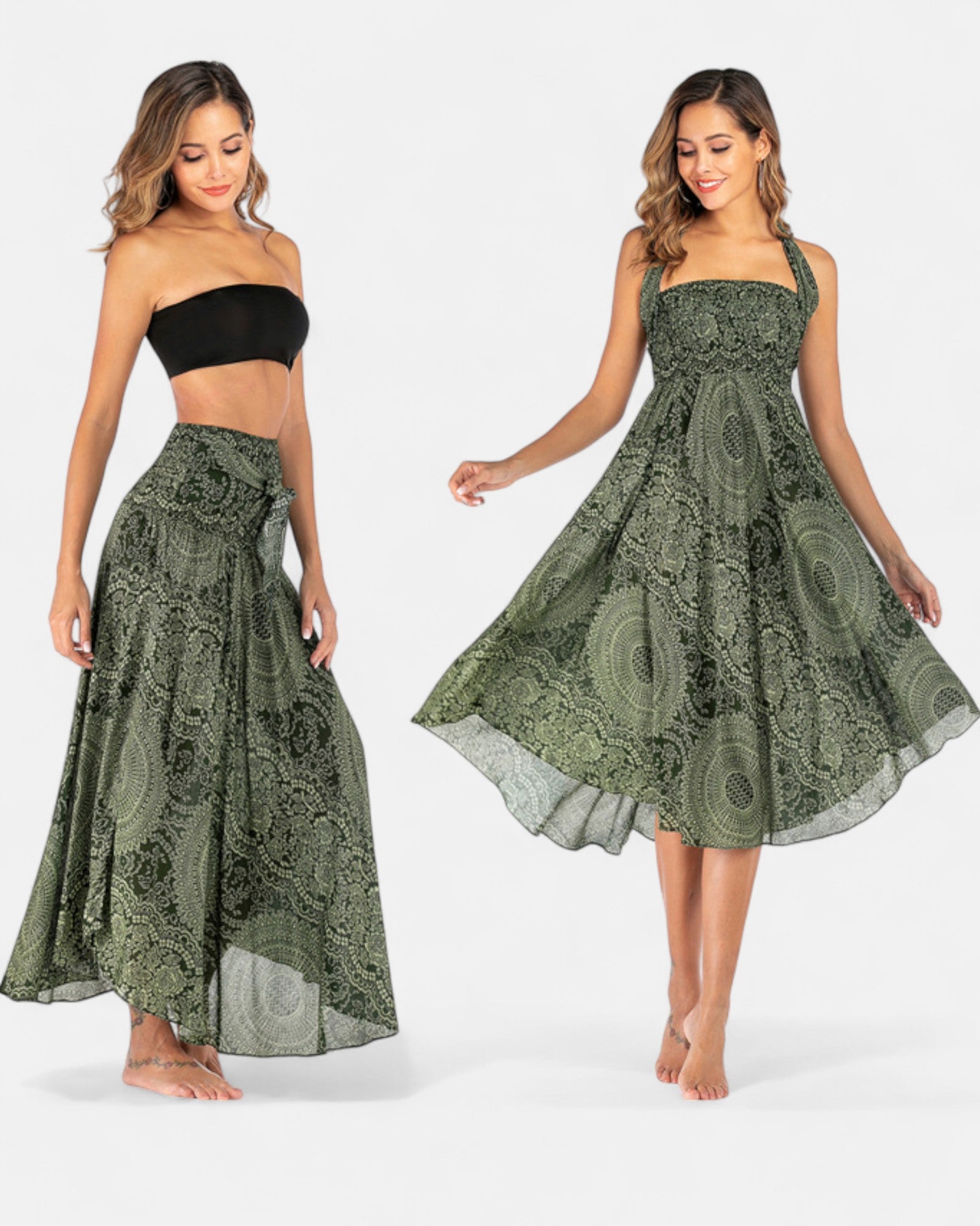 Aviana – Reversible Boho Midi Skirt - Skirts - Boho Style