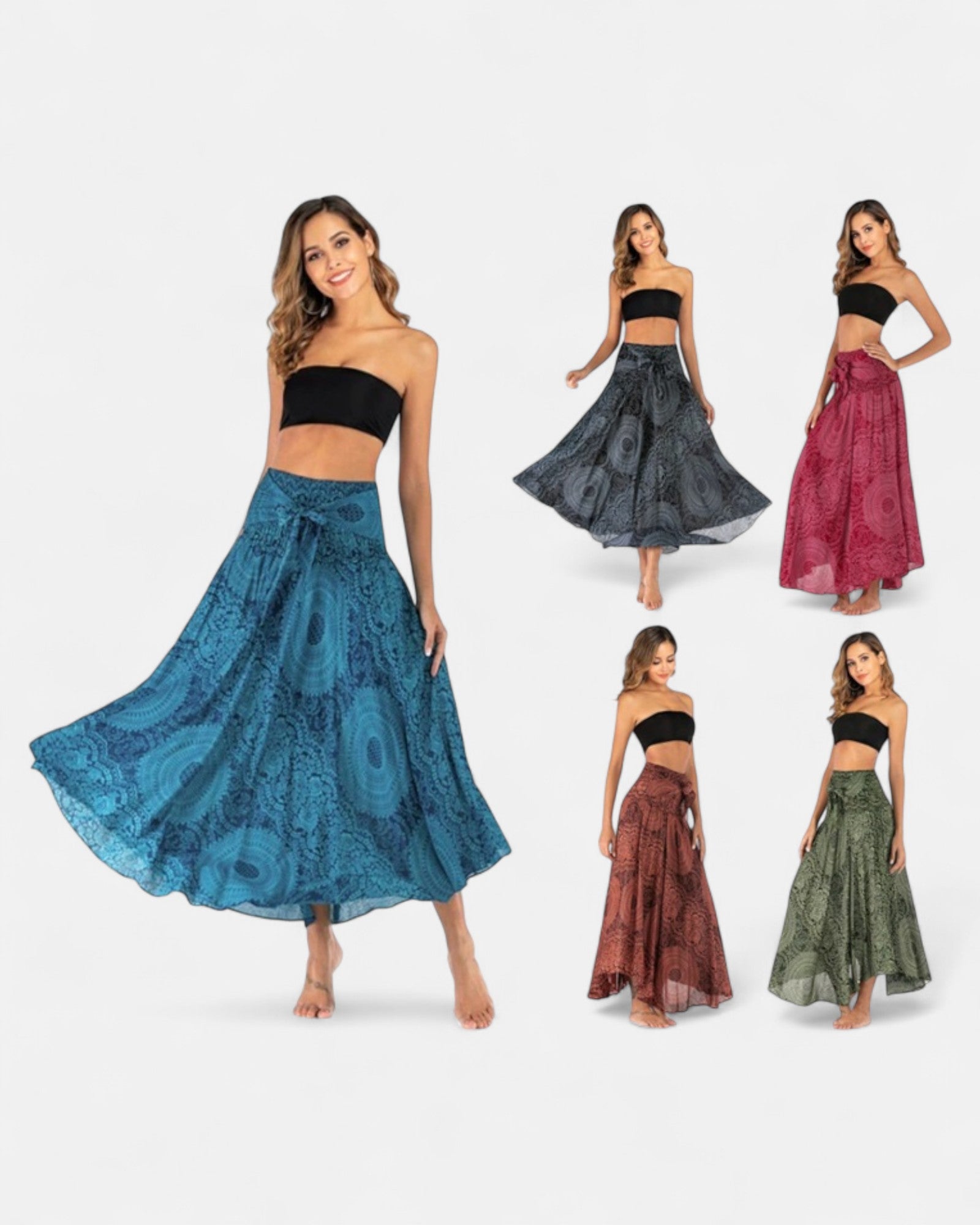 Aviana – Reversible Boho Midi Skirt - Skirts - Boho Style