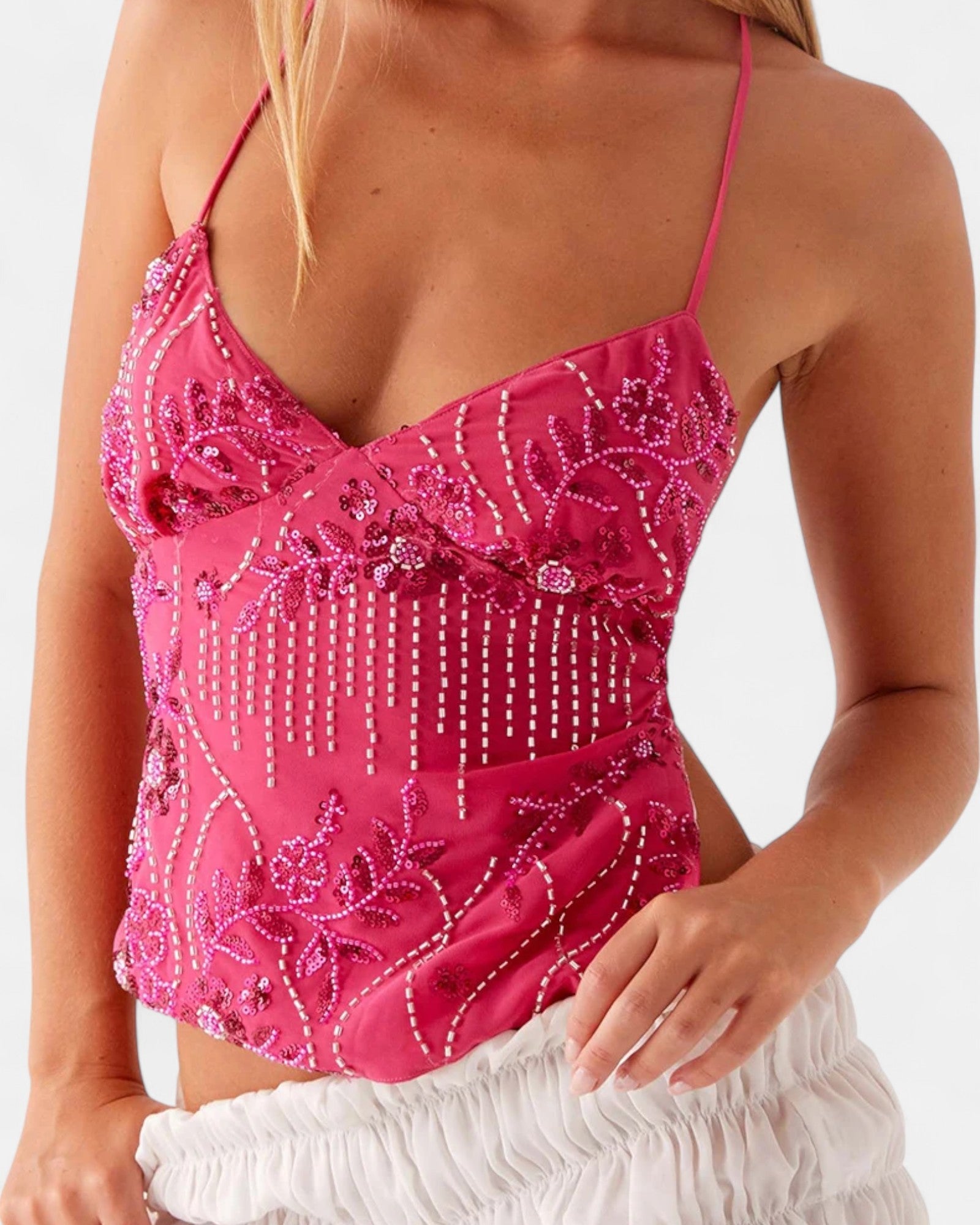 Aviva – Backless Boho Sequin Halter Crop Top - Crop top - Boho Style