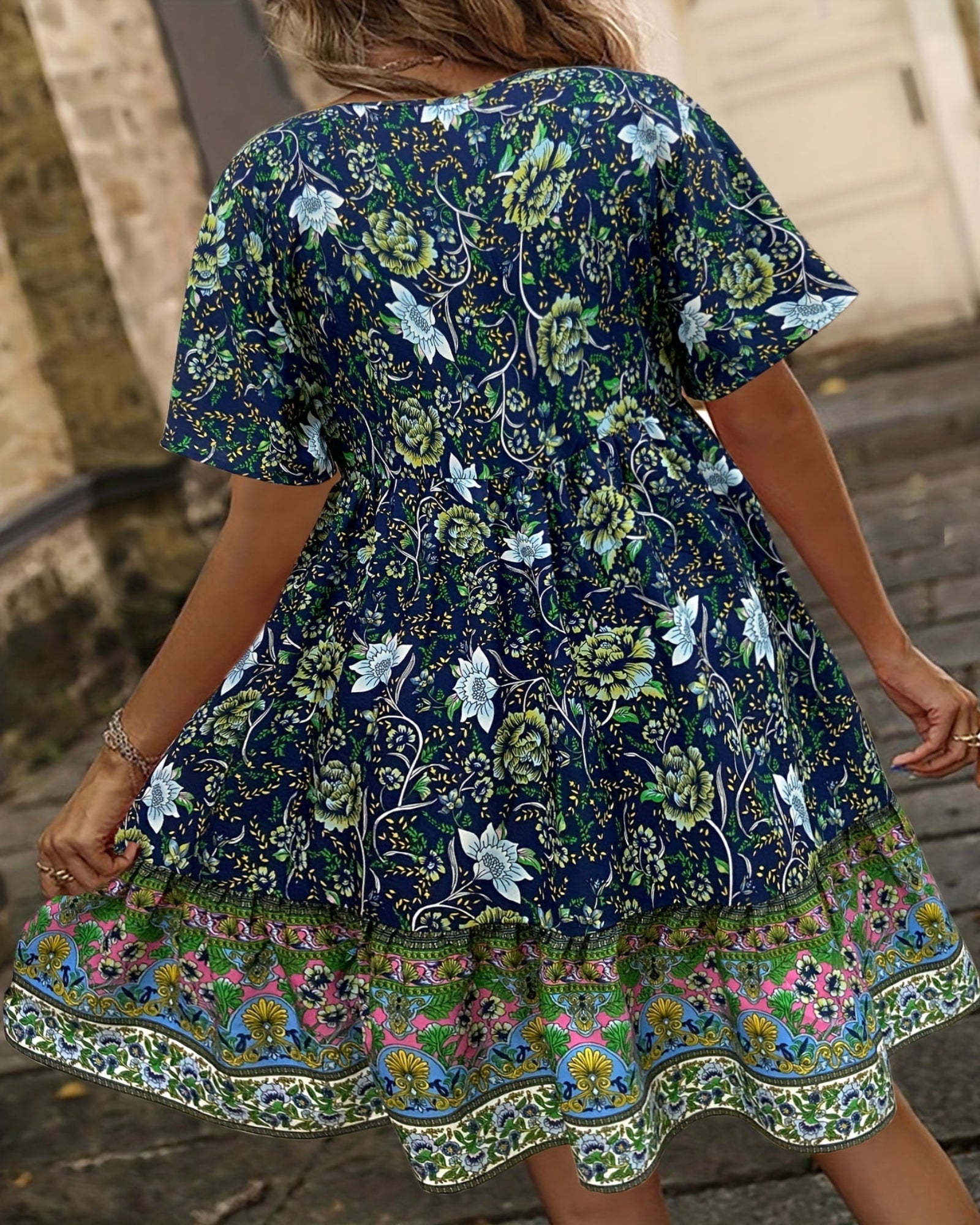 Aviva – Relaxed Fit Floral Boho A - Line Dress - Dress - Boho Style