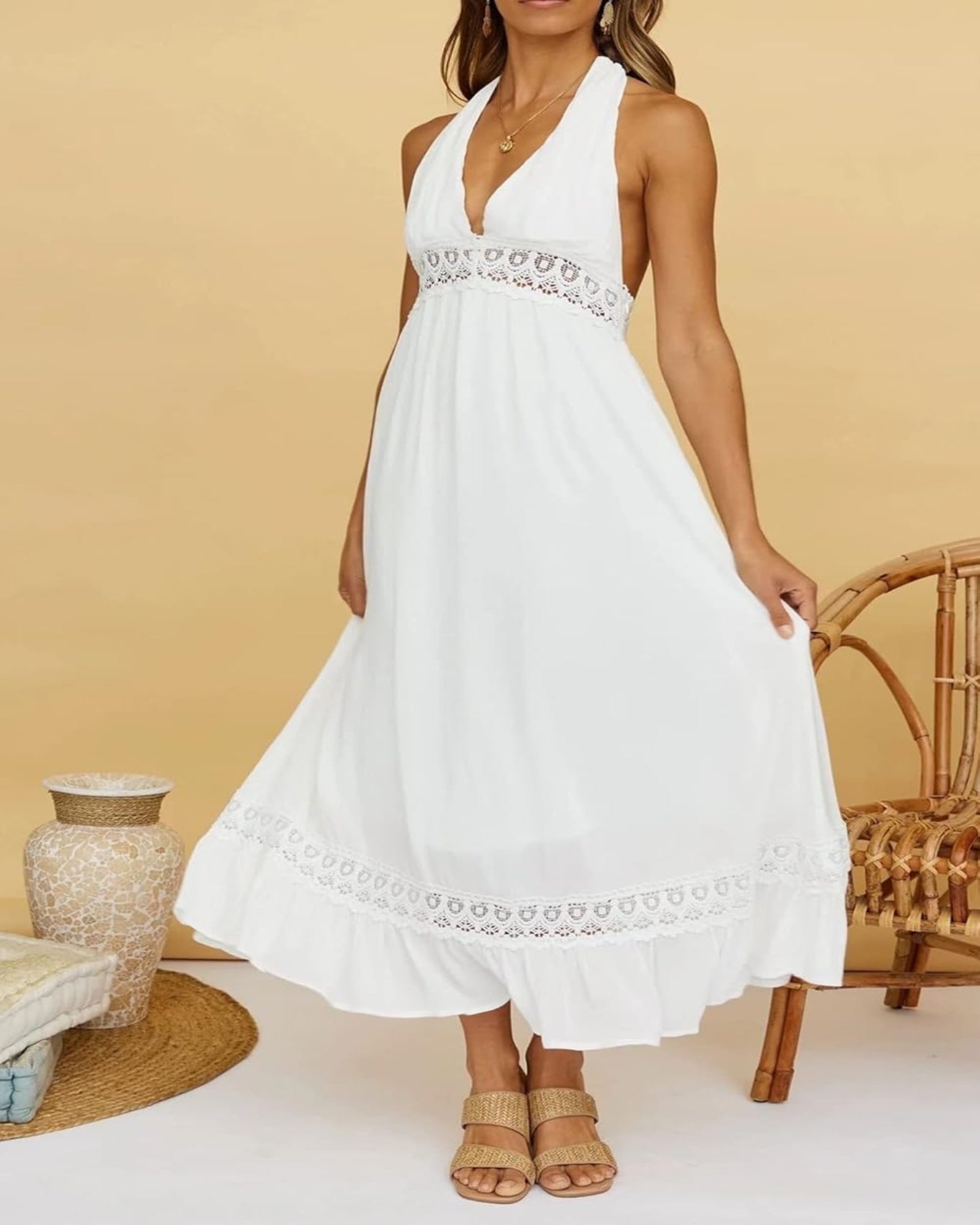 Blythe – Boho Lace Maxi Beach Dress - Dress - Boho Style