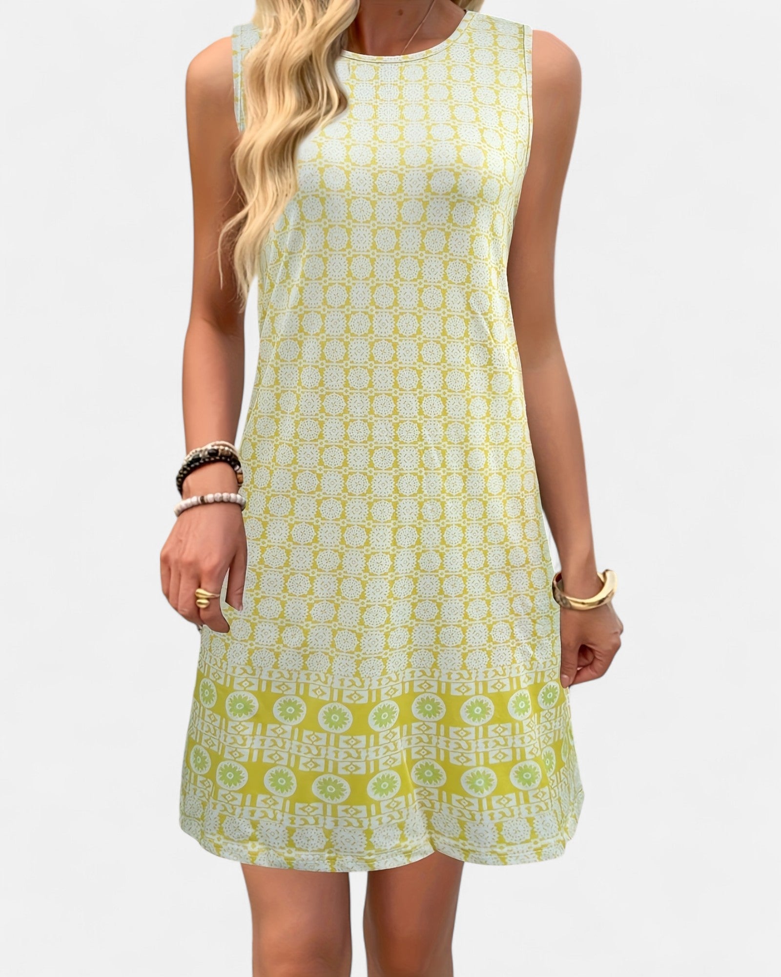 Calina – Sleeveless Floral Cotton Boho Summer Dress - Dresses - Boho Style