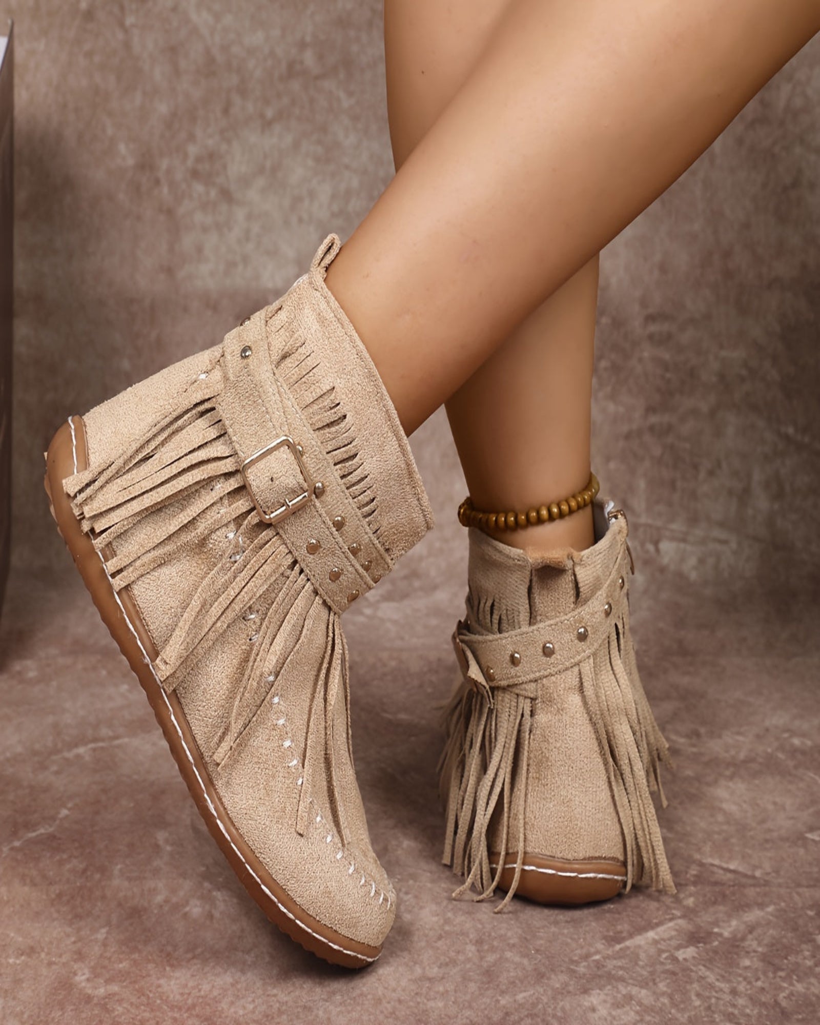 Calina– Stylish Fringe Ankle Boots - Boots - Boho Style