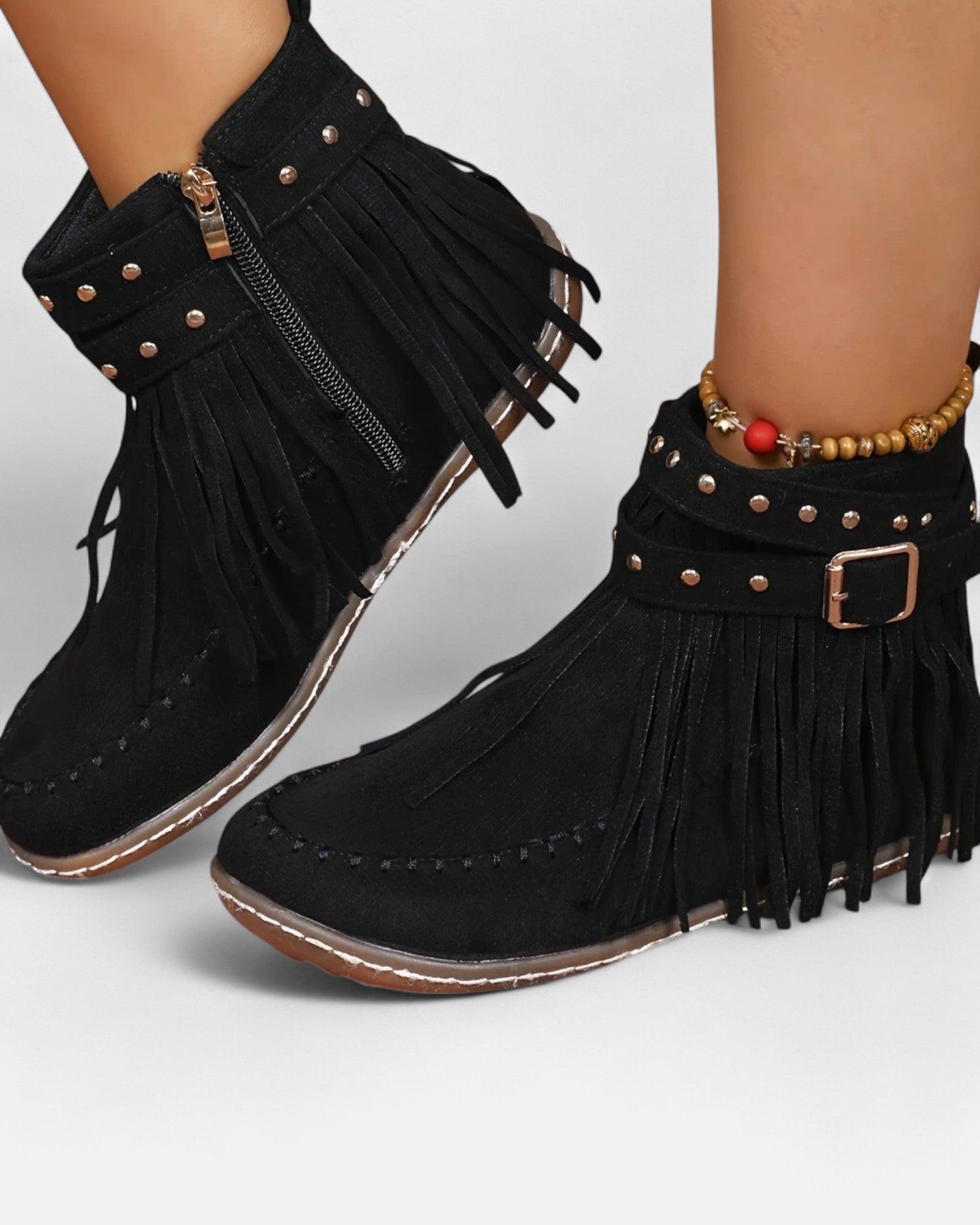 Calina– Stylish Fringe Ankle Boots - Boots - Boho Style