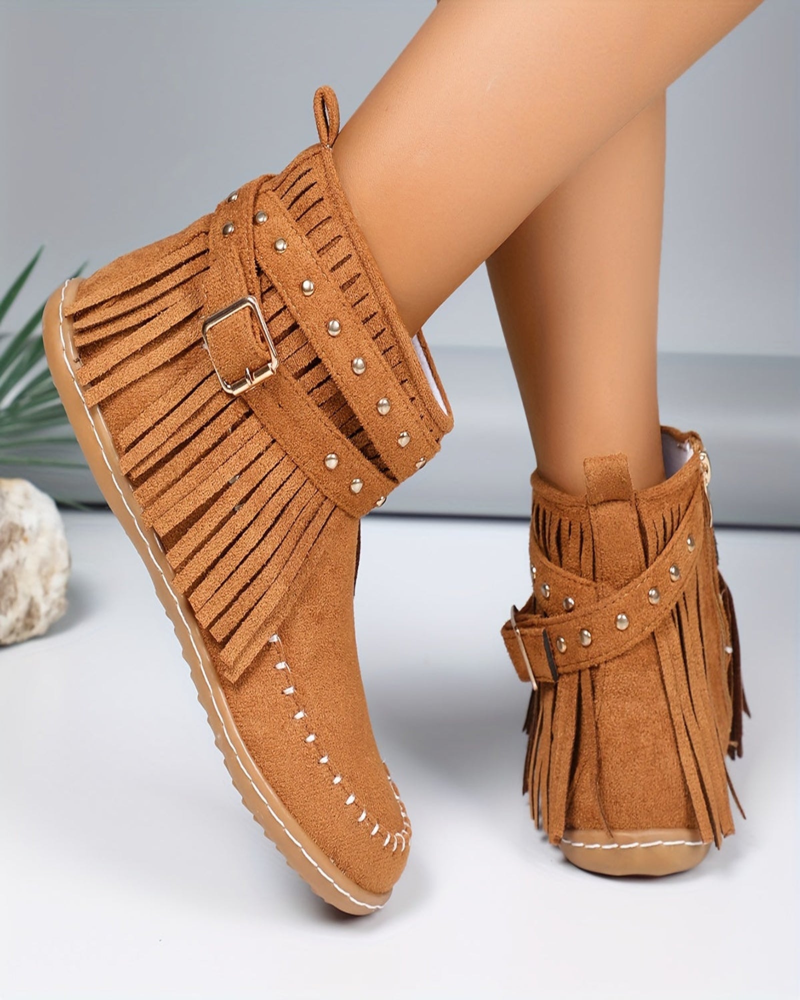 Calina– Stylish Fringe Ankle Boots - Boots - Boho Style