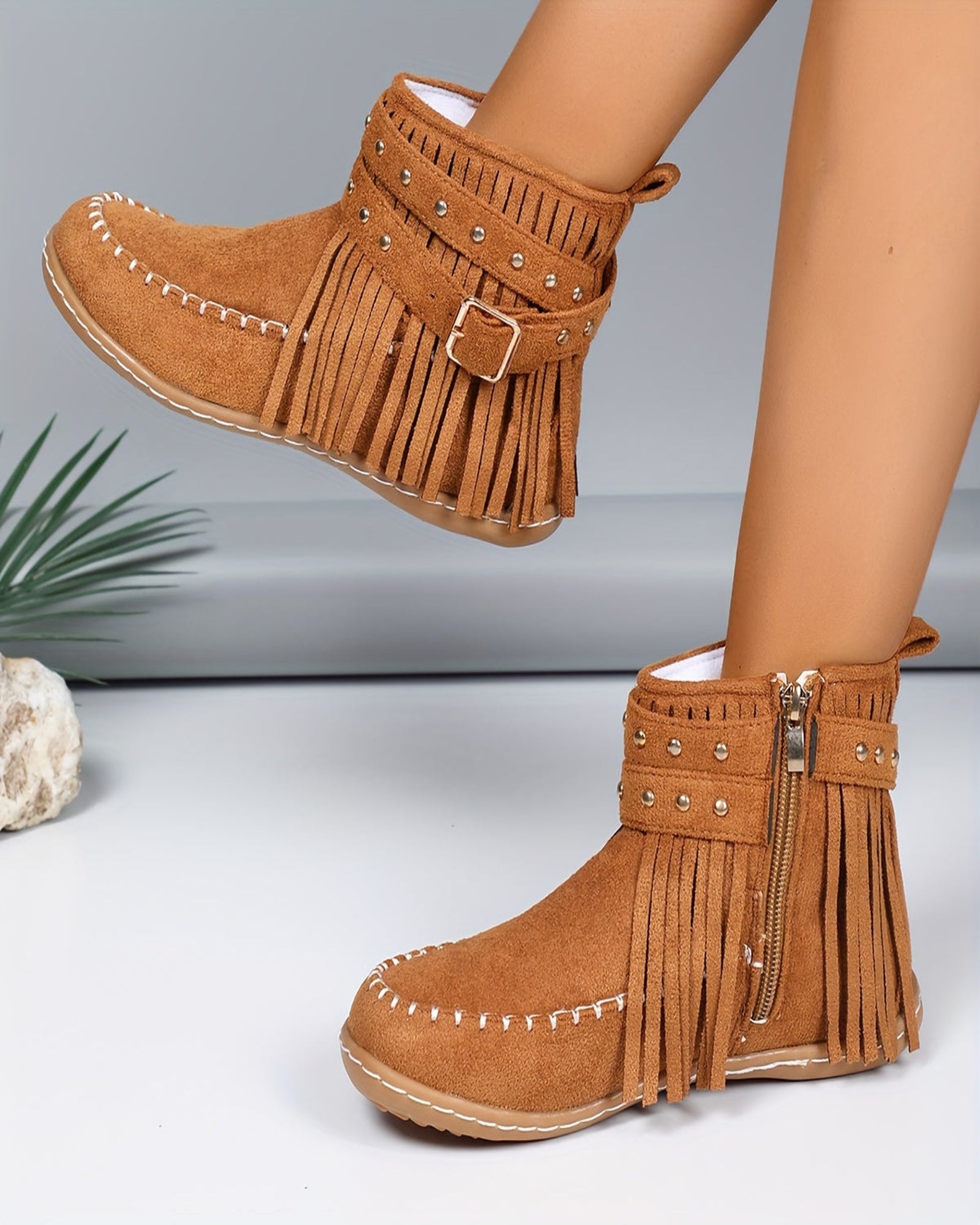 Calina– Stylish Fringe Ankle Boots - Boots - Boho Style