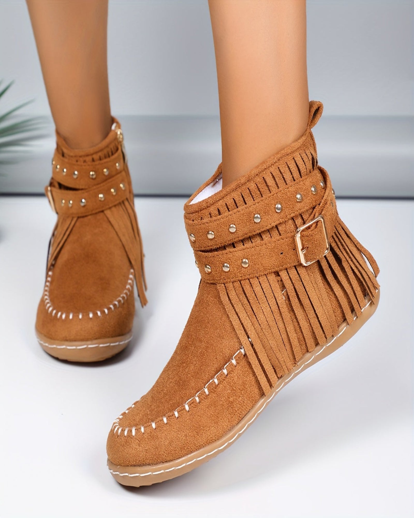 Calina– Stylish Fringe Ankle Boots - Boots - Boho Style