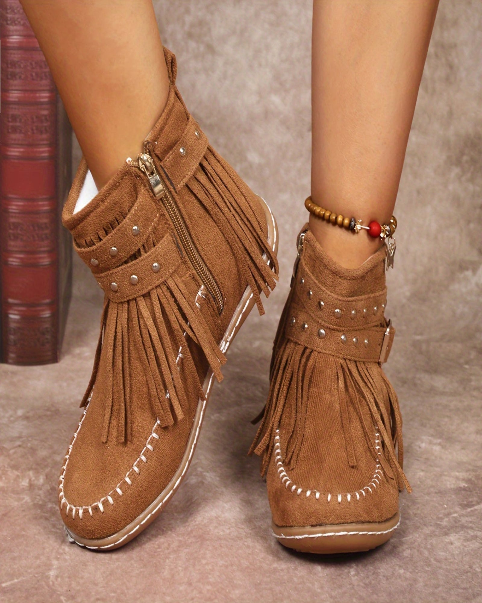 Calina– Stylish Fringe Ankle Boots - Boots - Boho Style