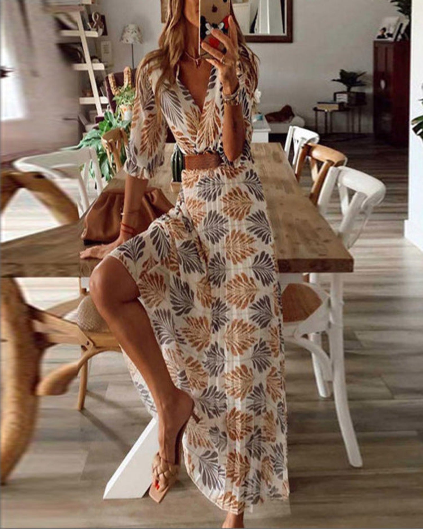 Calista – Chic Boho Long Sleeve Floral Dress - Dress - Boho Style