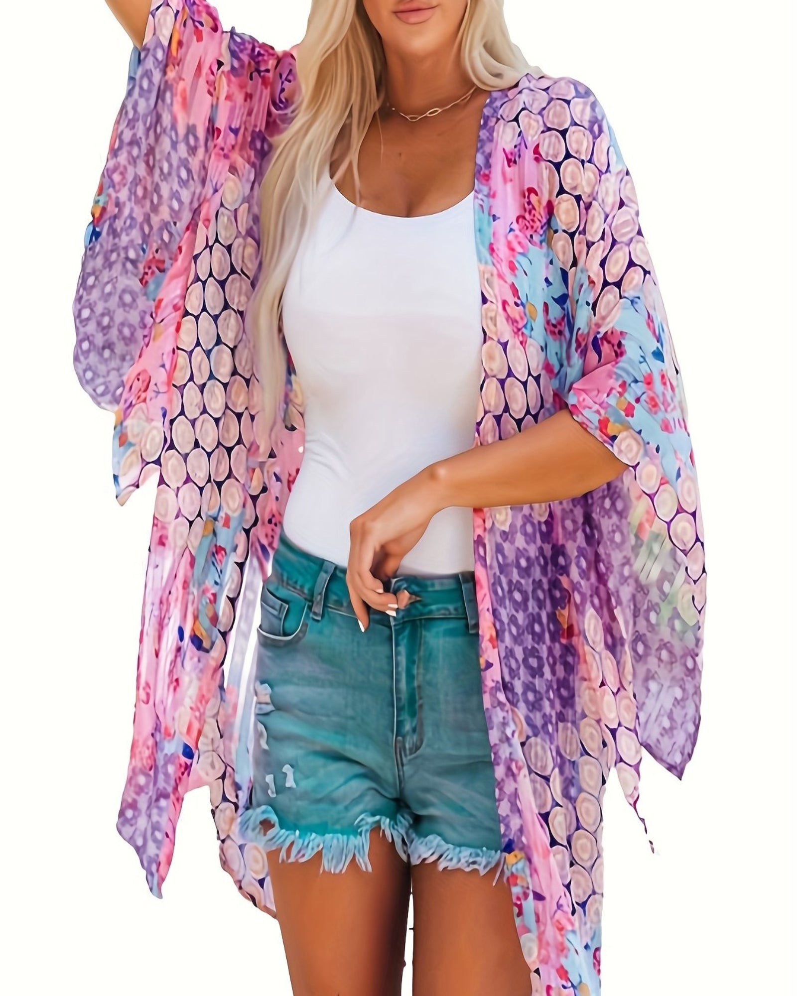Callie– Lightweight Boho Floral Print Sun Protection Top - Cardigan - Boho Style