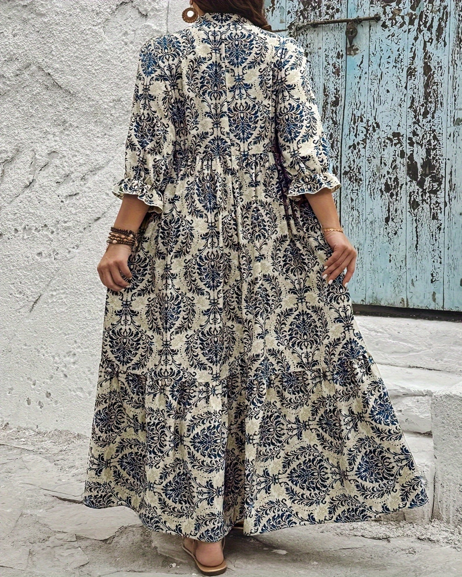 Charlotte – Boho Plus Size Ethnic Print Longline Dress - Dress - Boho Style