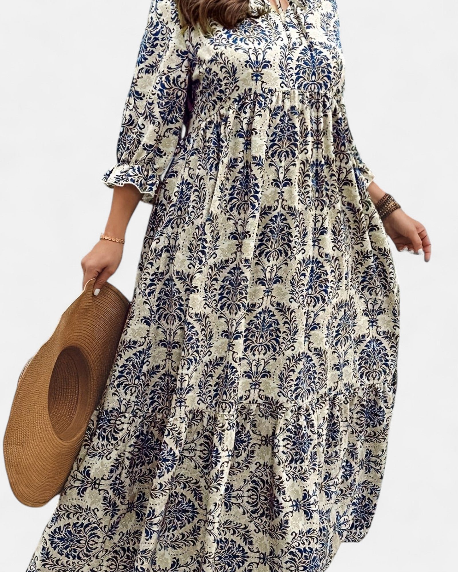 Charlotte – Boho Plus Size Ethnic Print Longline Dress - Dress - Boho Style