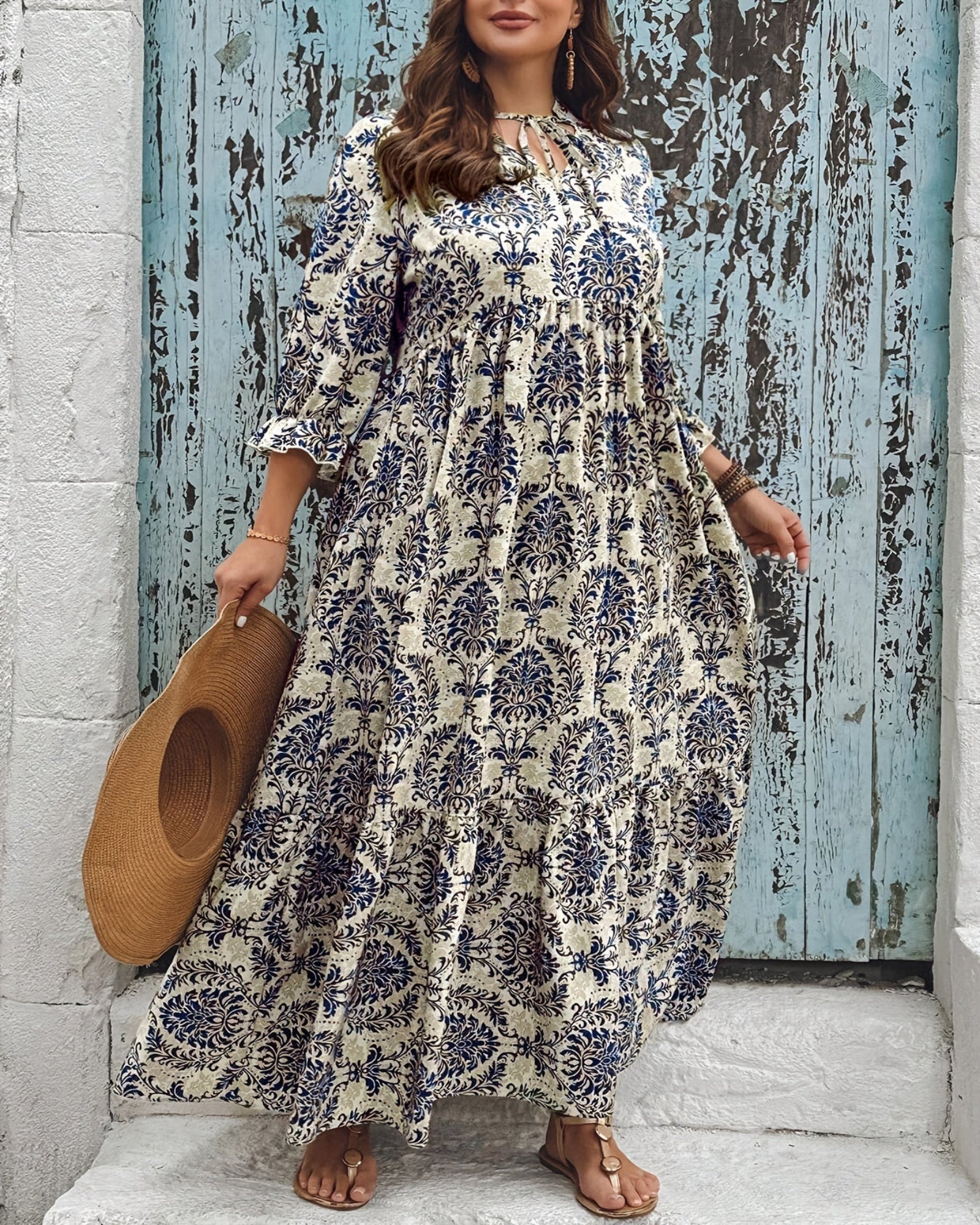 Charlotte – Boho Plus Size Ethnic Print Longline Dress - Dress - Boho Style