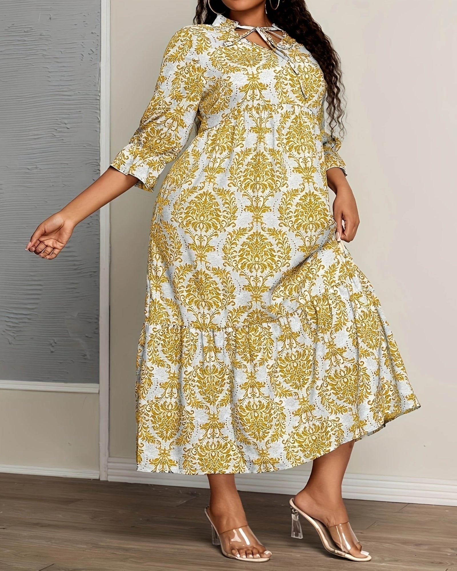 Charlotte – Boho Plus Size Ethnic Print Longline Dress - Dress - Boho Style