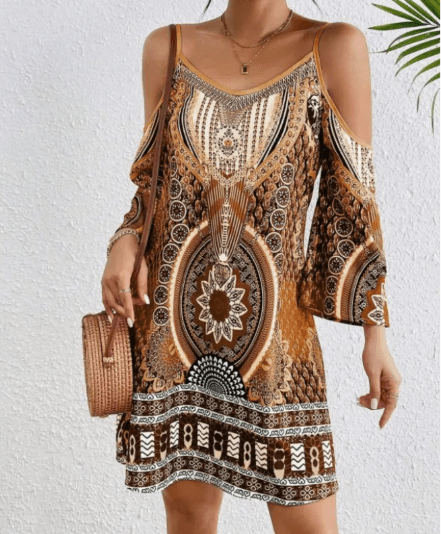 Charlotte – Effortless Cold Shoulder Boho Dress - Dress - Boho Style