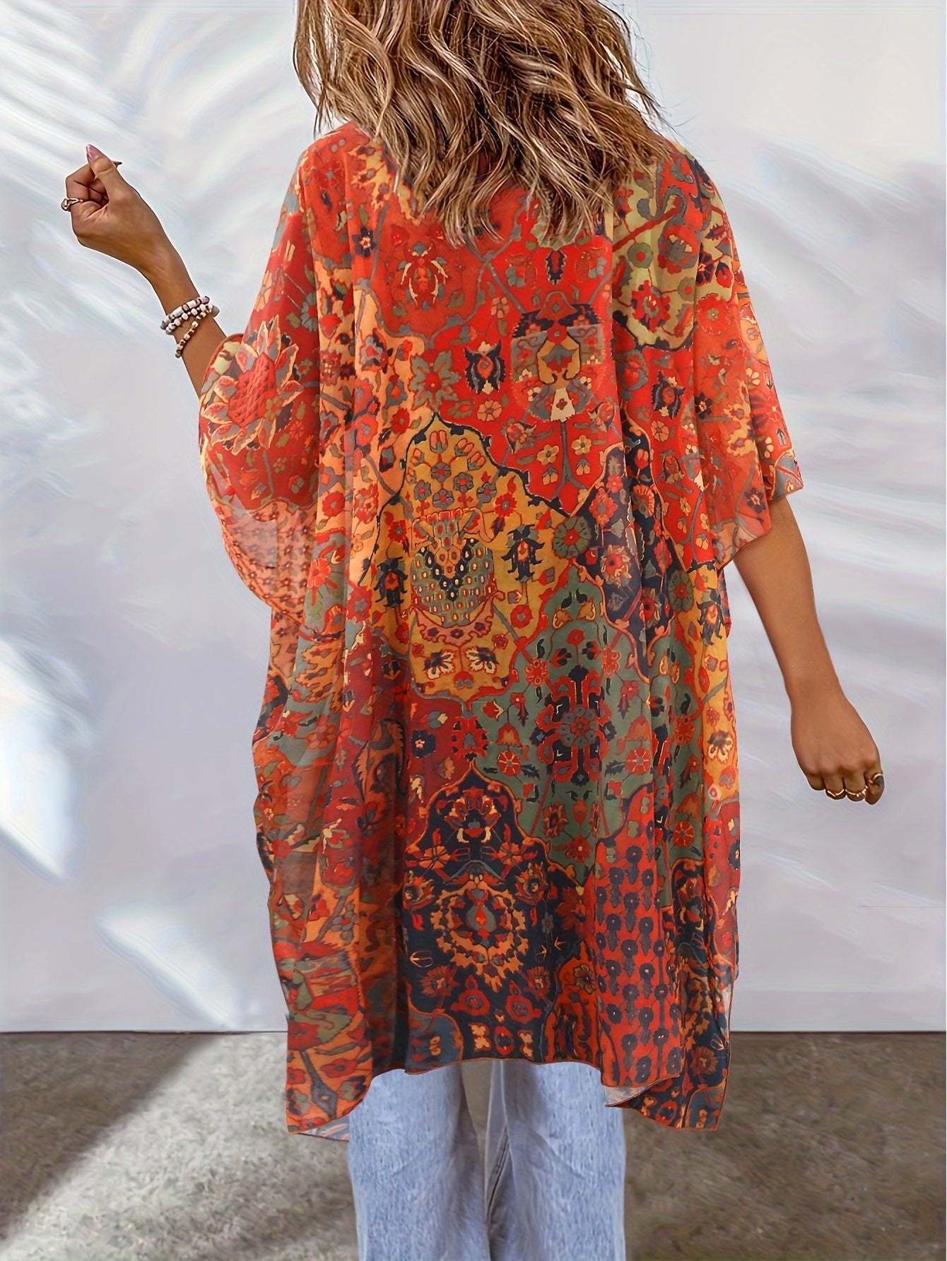 Charlotte – Plus Size Boho Floral Open Kimono Cardigan - Kimono Cardigan - Boho Style