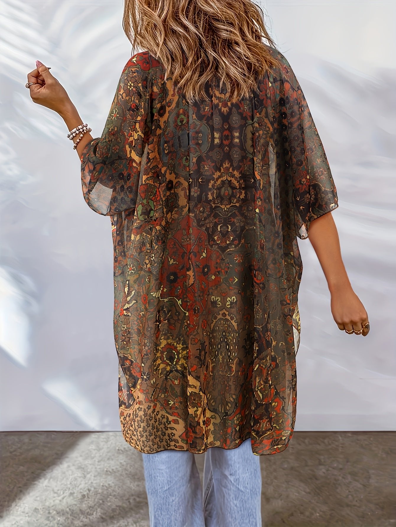Charlotte – Plus Size Boho Floral Open Kimono Cardigan - Kimono Cardigan - Boho Style