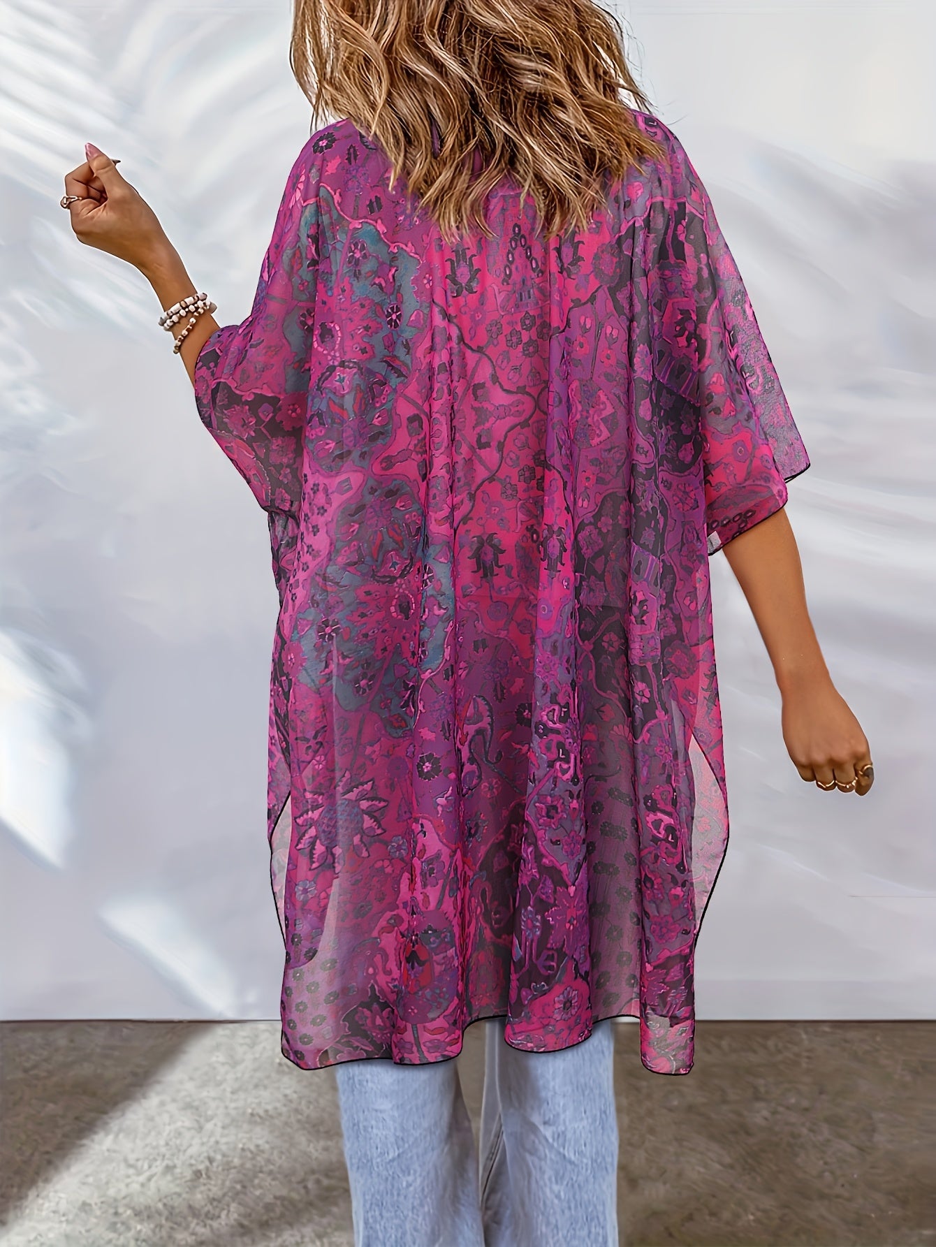 Charlotte – Plus Size Boho Floral Open Kimono Cardigan - Kimono Cardigan - Boho Style