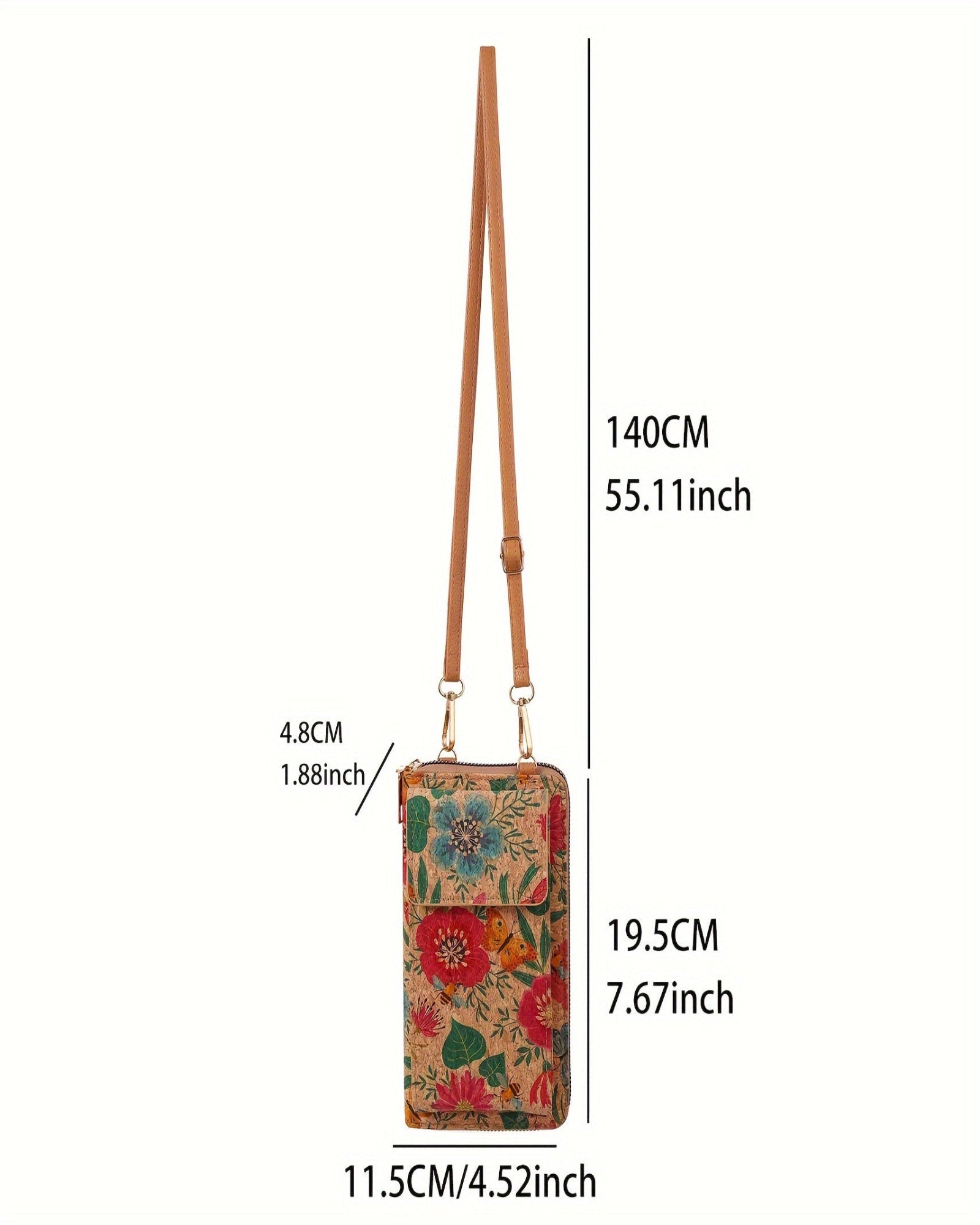 Chloe – Bohemian Floral Leather Crossbody Wallet - Boho Style - Yellow and Blue Flowers -