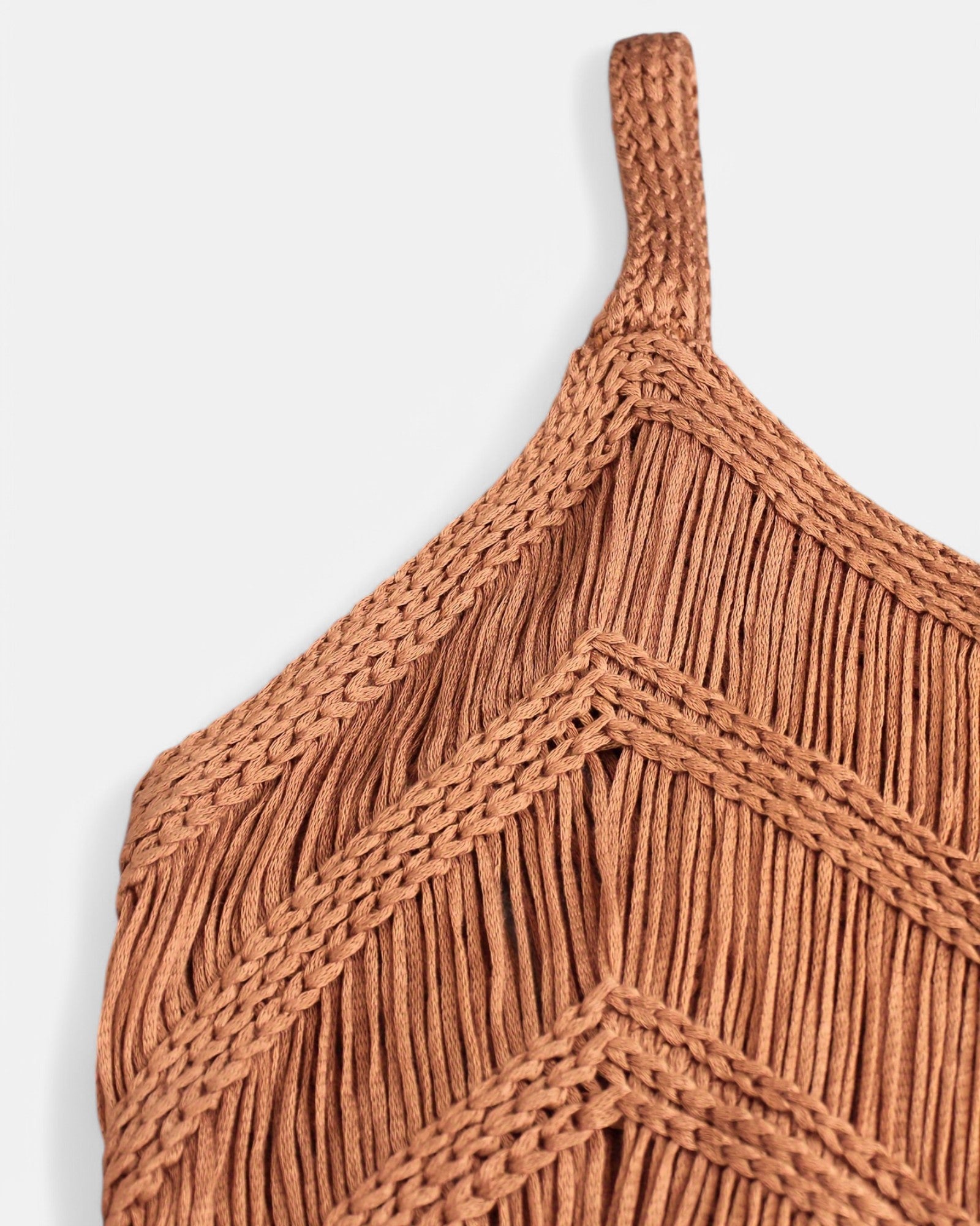 Chloe – Boho Knitted Fringe Camisole in Hollow Design - Camisole - Boho Style
