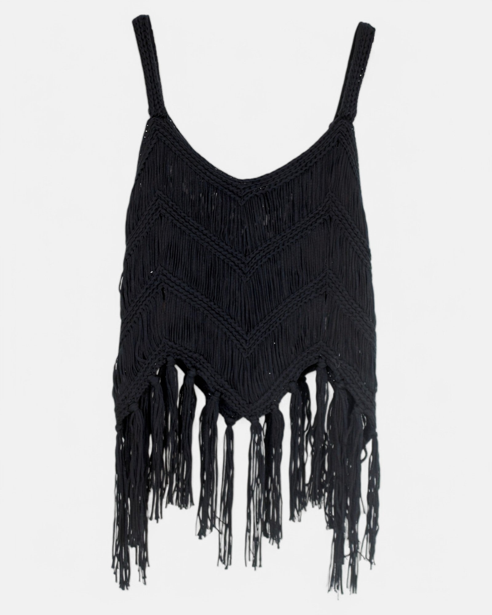 Chloe – Boho Knitted Fringe Camisole in Hollow Design - Camisole - Boho Style