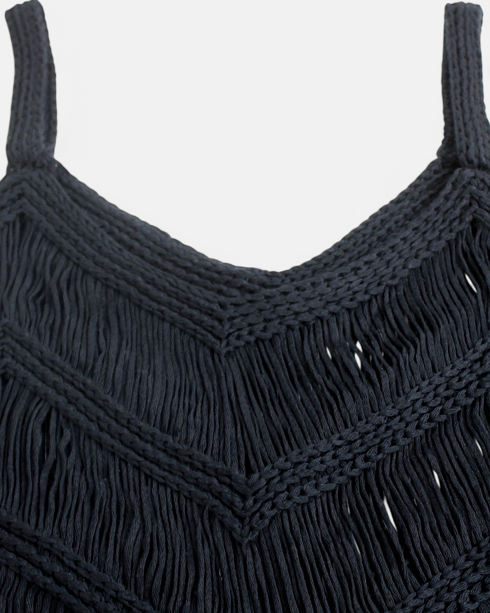 Chloe – Boho Knitted Fringe Camisole in Hollow Design - Camisole - Boho Style