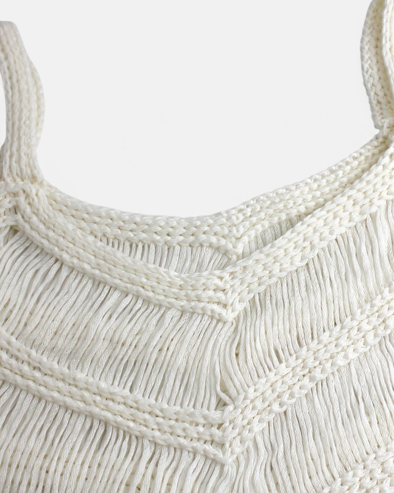 Chloe – Boho Knitted Fringe Camisole in Hollow Design - Camisole - Boho Style