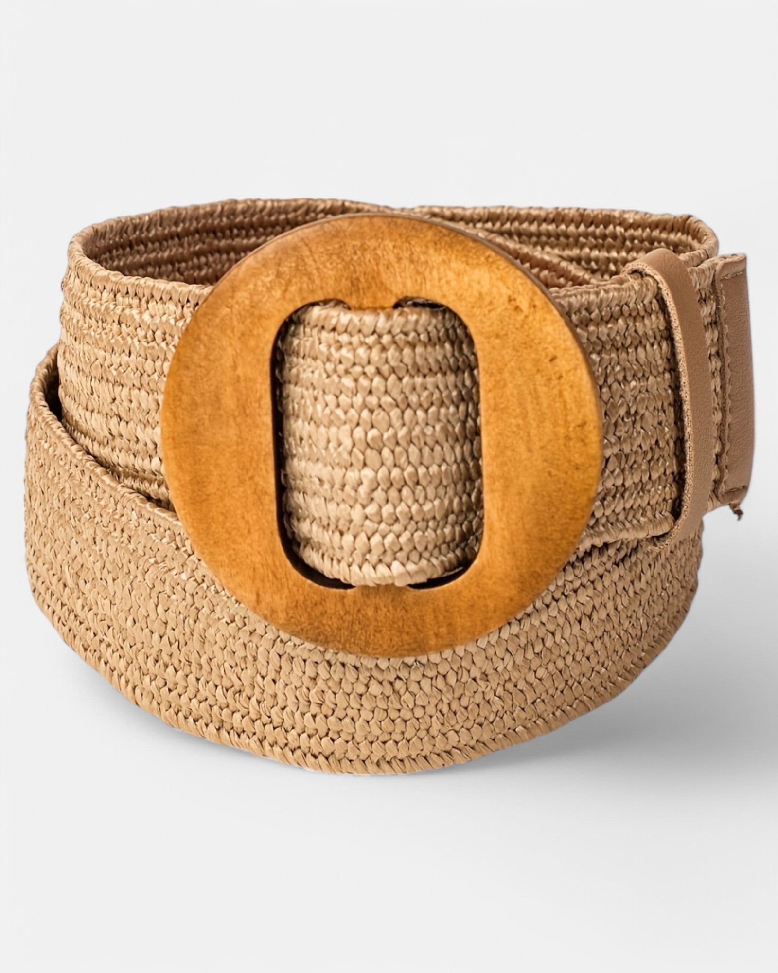 Chloe – Boho Woven Straw Belt with Wooden Buckle - Belt - Boho Style