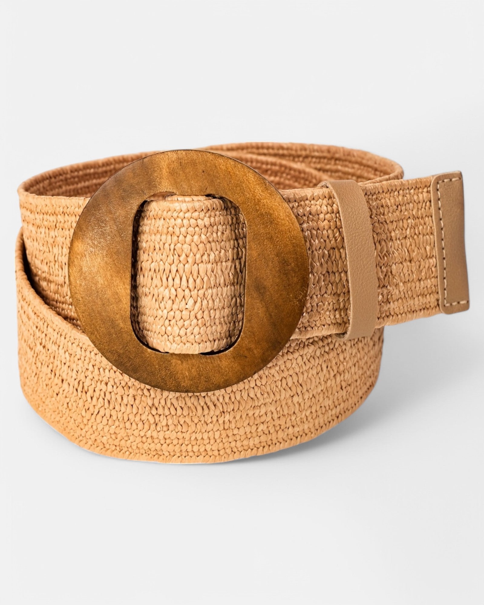 Chloe – Boho Woven Straw Belt with Wooden Buckle - Belt - Boho Style