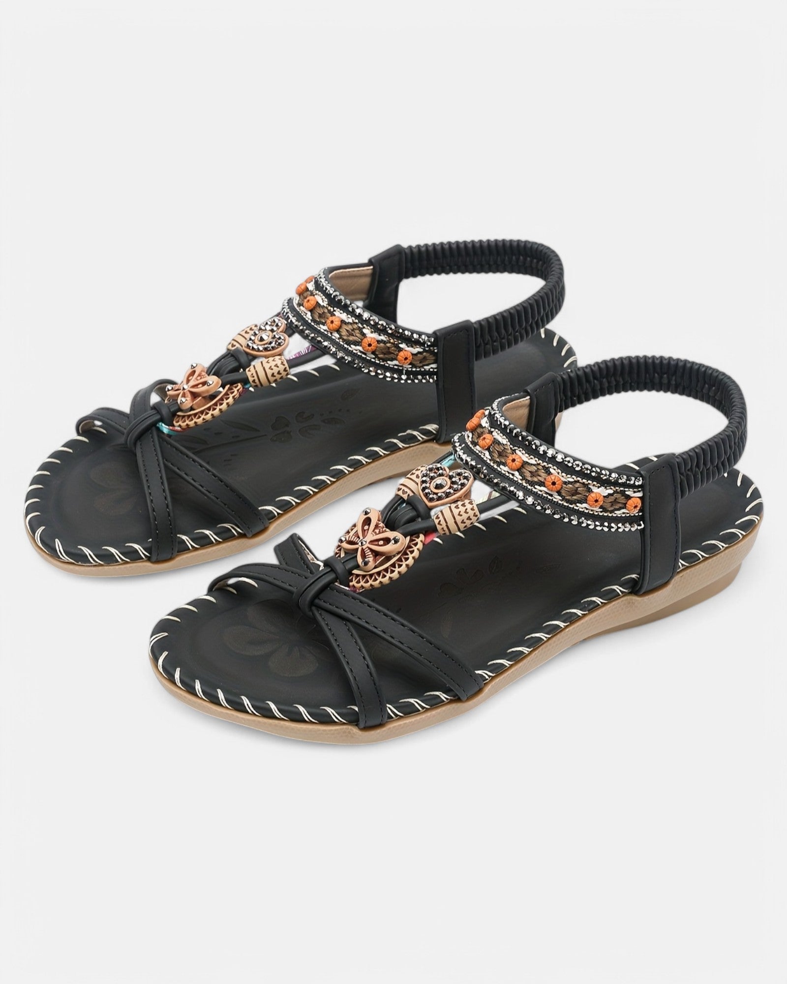 Chloe – Elegant Rhinestone Butterfly Flat Sandals for Summer - Sandals - Boho Style