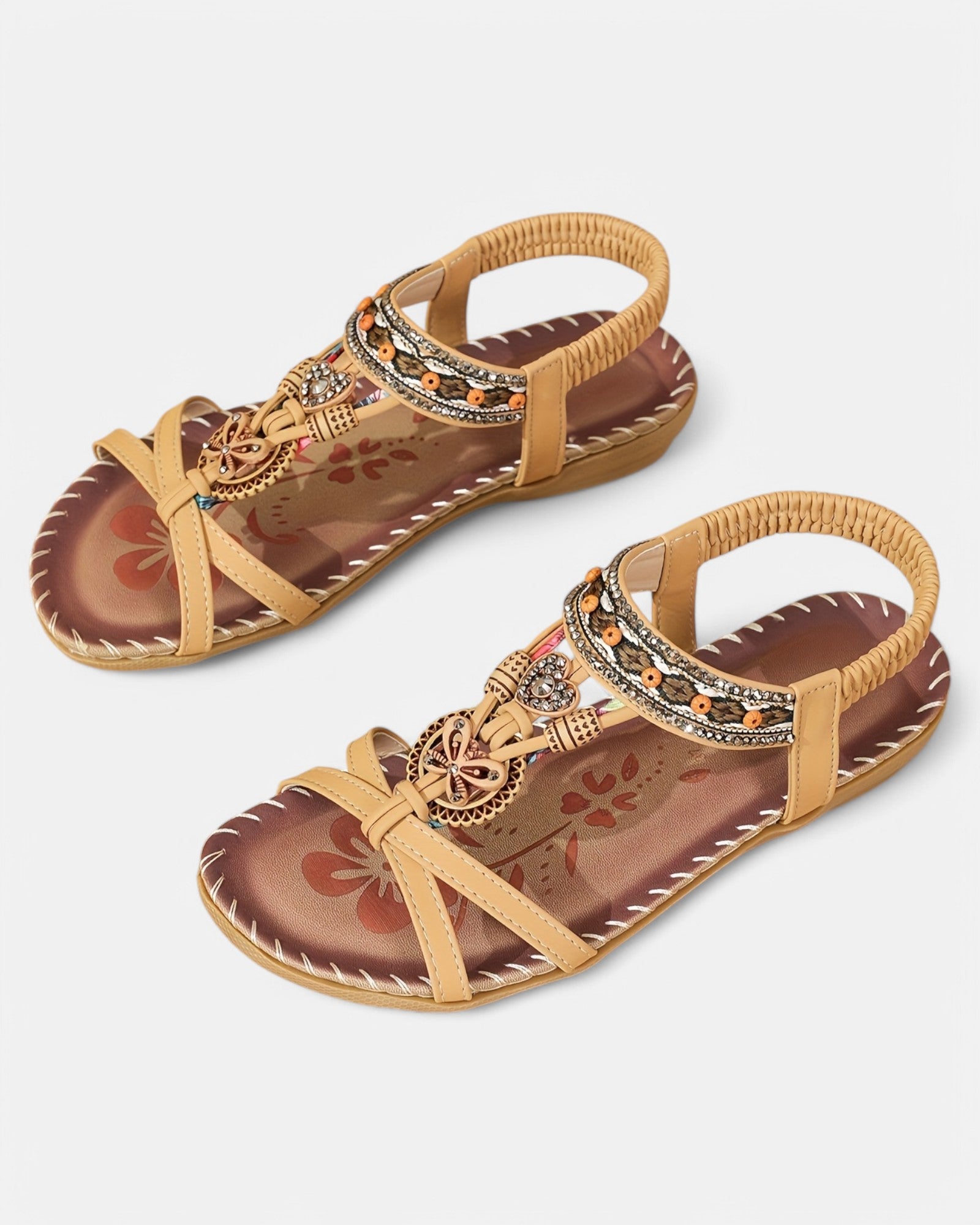 Chloe – Elegant Rhinestone Butterfly Flat Sandals for Summer - Sandals - Boho Style
