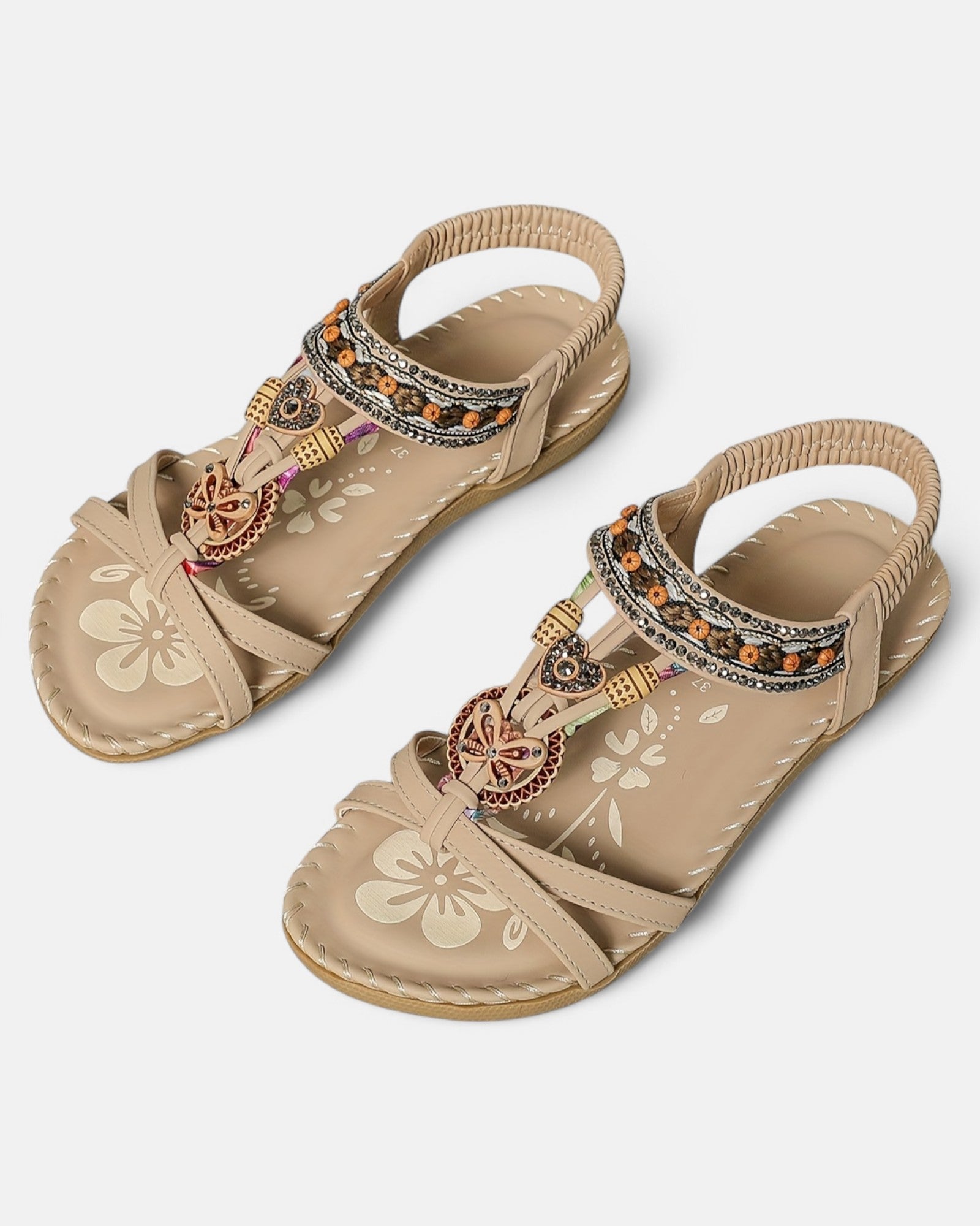 Chloe – Elegant Rhinestone Butterfly Flat Sandals for Summer - Sandals - Boho Style